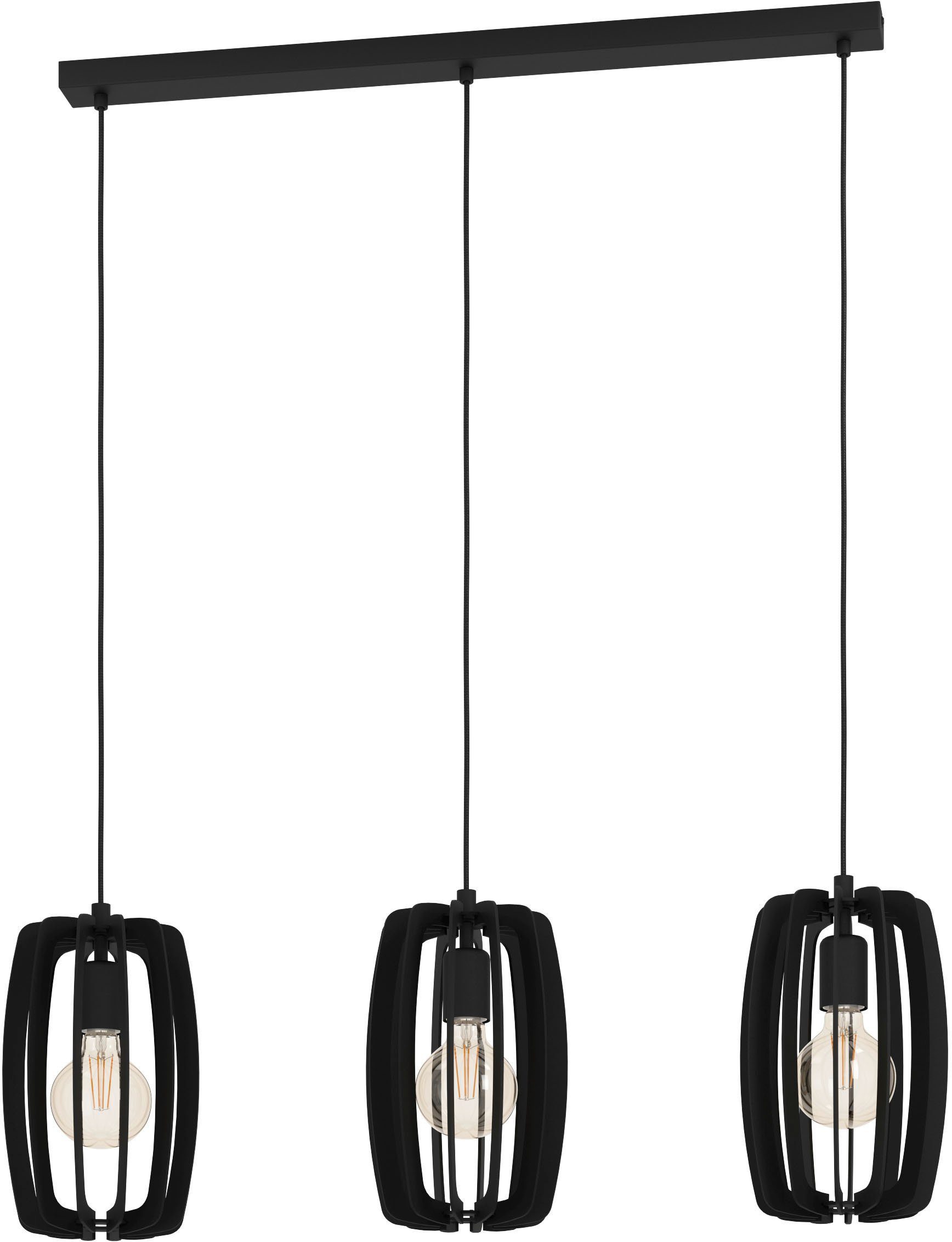 EGLO Hängeleuchte BAJAZZARA, Leuchtmittel wechselbar, ohne Leuchtmittel, Hängeleuchte in schwarz aus Stahl - exkl. E27 - 40W | Pendelleuchten