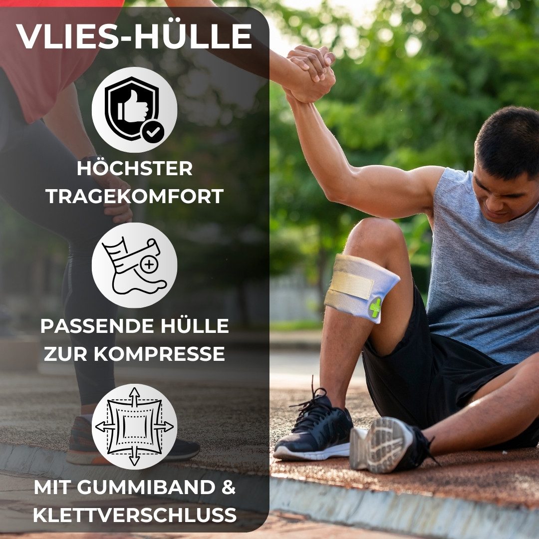 LisaCare Kalt-Warm-Kompresse Kühltaschen - Vlieshülle - Vliesstoffhüllen, Spar-Set 5-tlg., Mit Gummiband & Klettverschluss!
