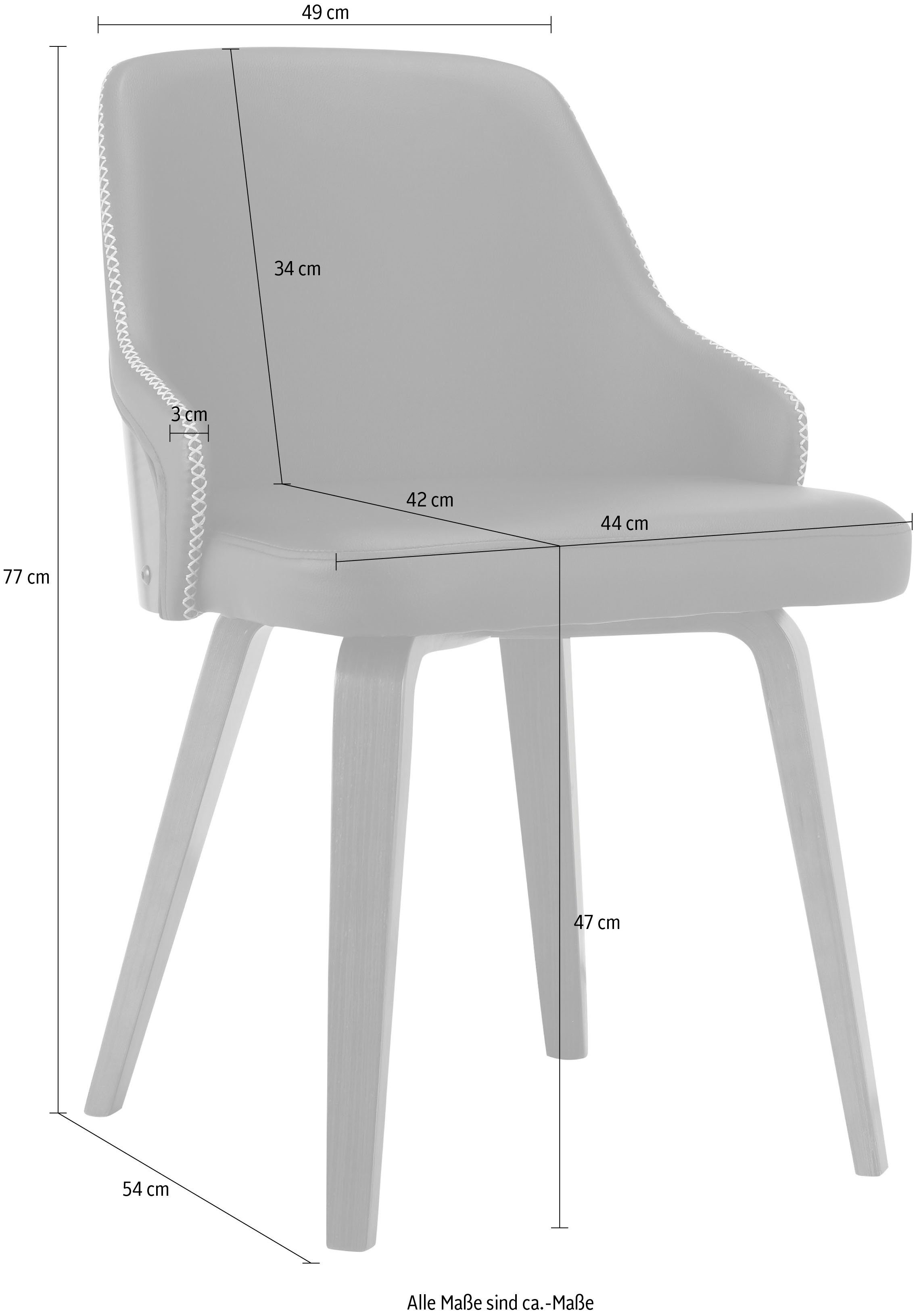 INOSIGN Esszimmerstuhl und schwarz (2 Bojan | schwarz 47 Sitzhöhe St), Rücken cm gepolstert, Sitz- pflegeleichtes Kunstleder