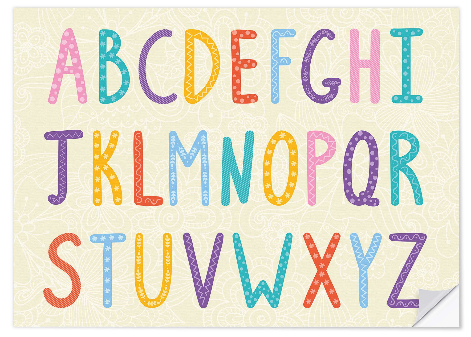 Posterlounge Wandfolie Typobox, Bunte ABC Buchstaben, Kindergarten Illustration