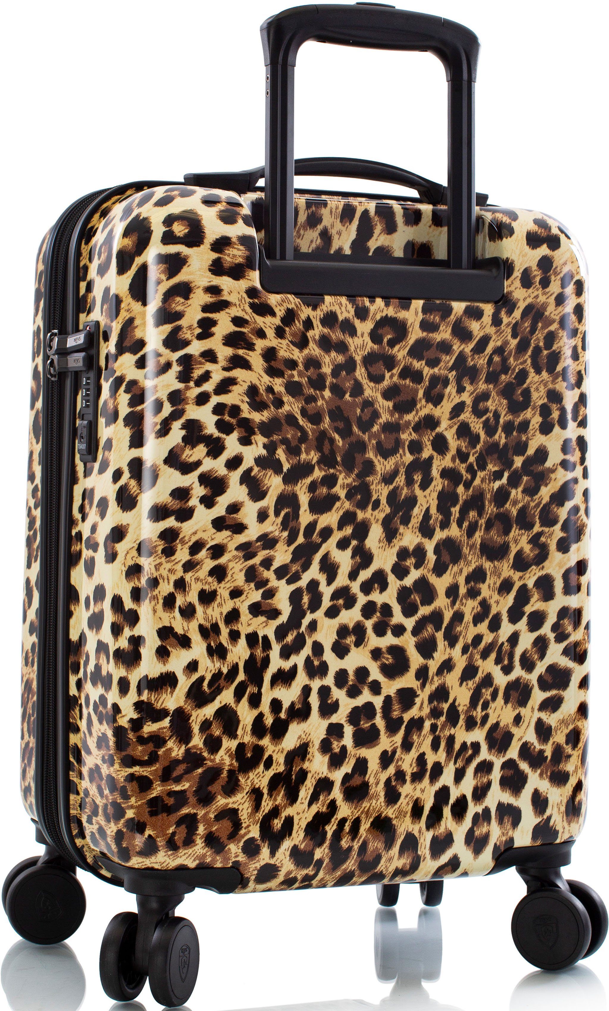 Volumenerweiterung 53 cm, Hartschalen-Trolley Heys mit Rollen, 4 Leopard Leopard, Brown