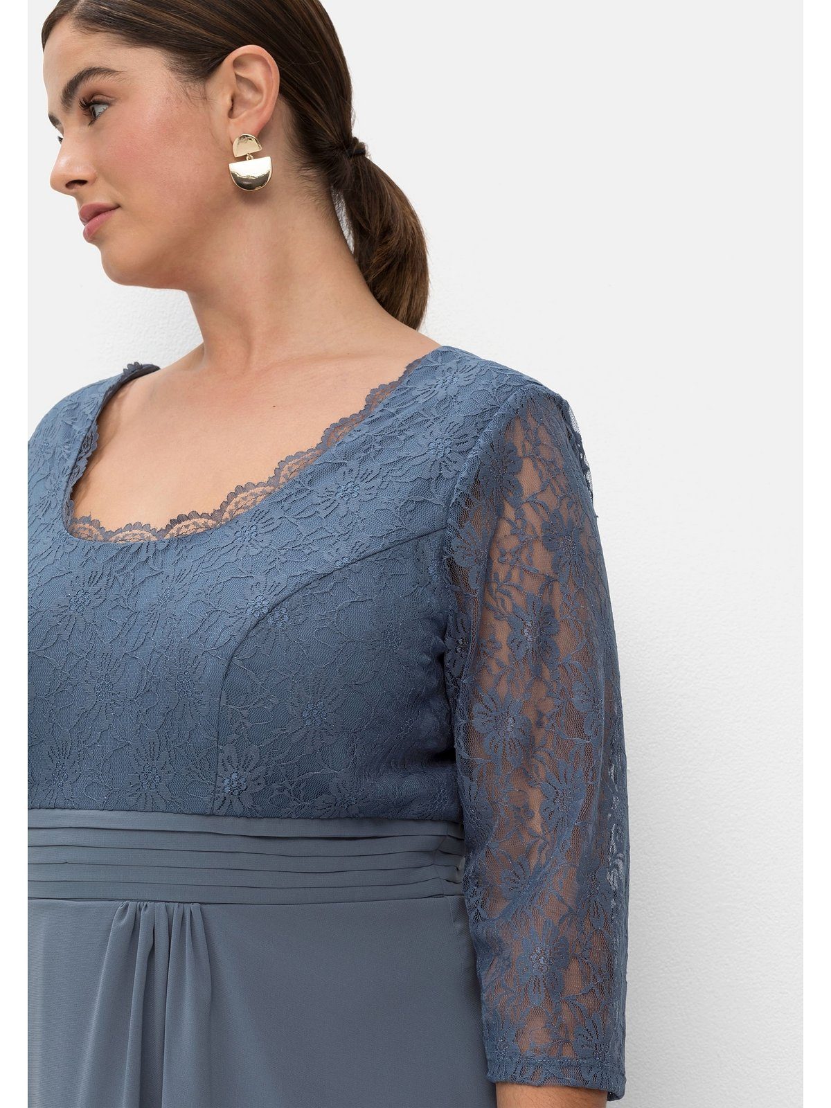 Sheego Abendkleid Große Größen stahlblau mit leicht ausgestelltem Rock