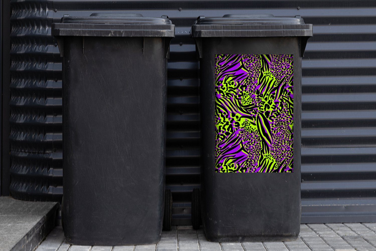 MuchoWow Wandsticker Neon - Lila - St), (1 Container, Mülltonne, Sticker, Abfalbehälter - Grün Mülleimer-aufkleber, Tiermuster