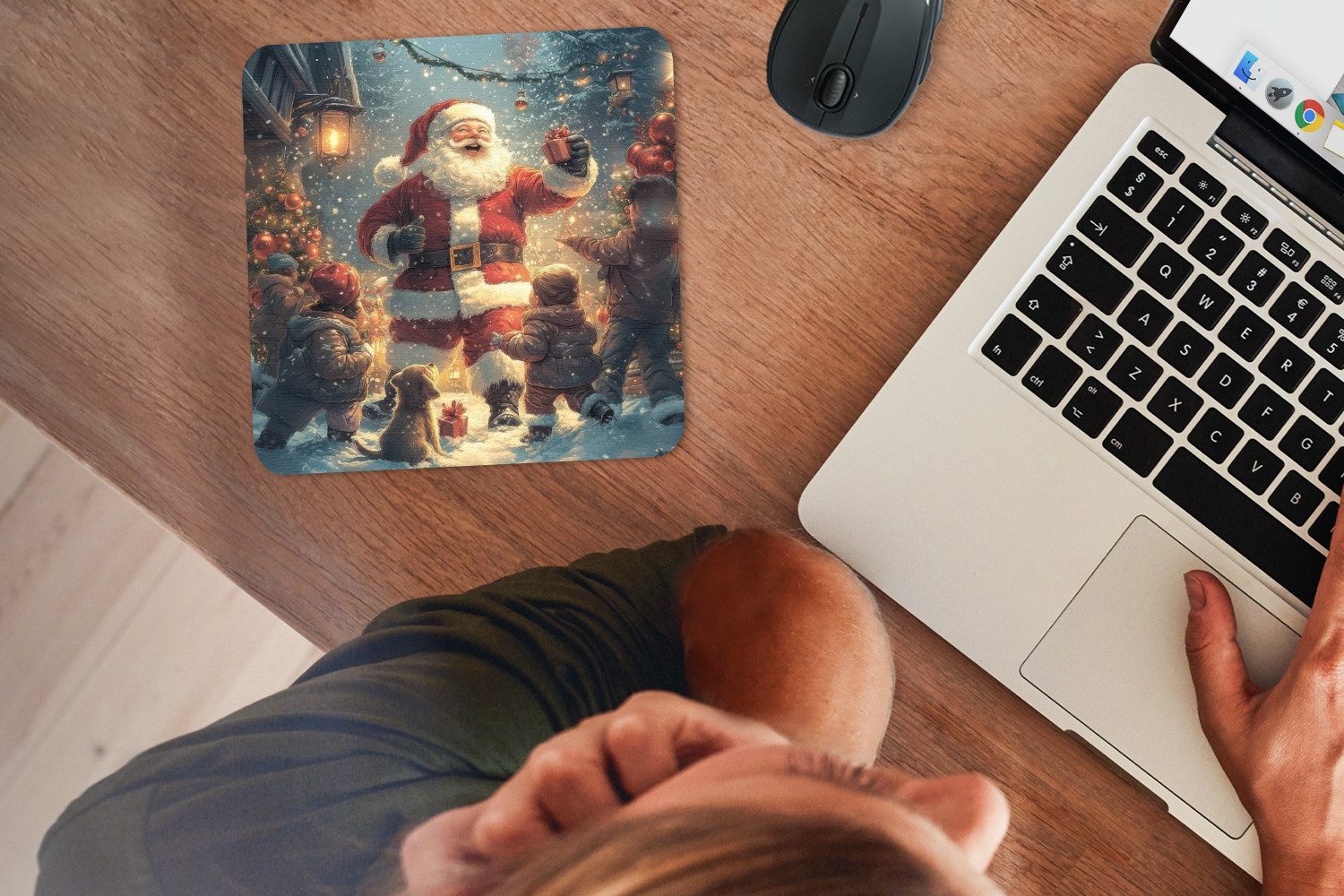 MuchoWow Mauspad Weihnachtsstimmung - Schnee - Farbenfroh (1-St), Mousepad, Schreibtisch Zubehör, Deko, 20x20 cm