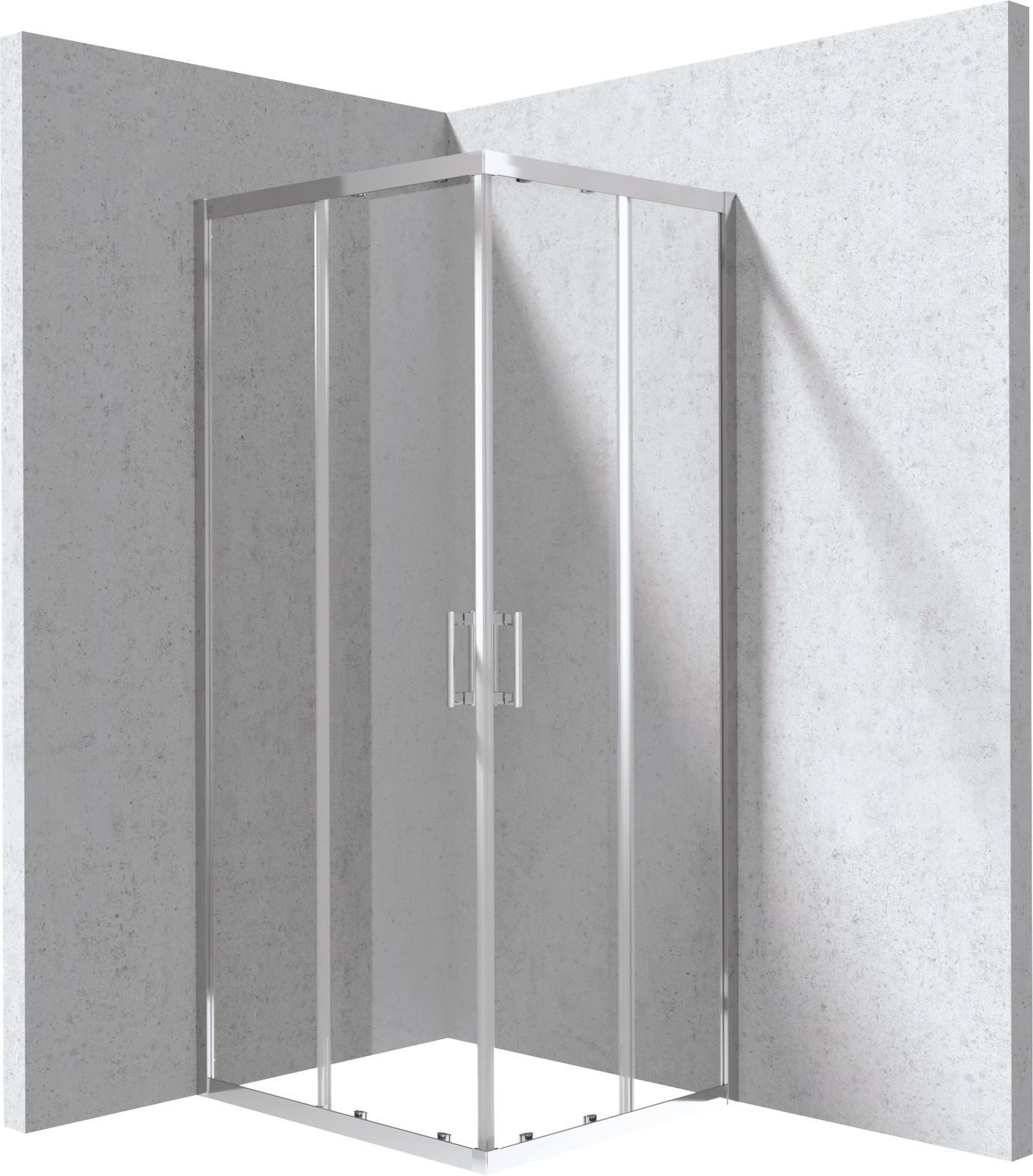 Deante Komplettdusche Rechteckige Duschkabine 90x80cm in Chrom, BxT: 80x90 cm
