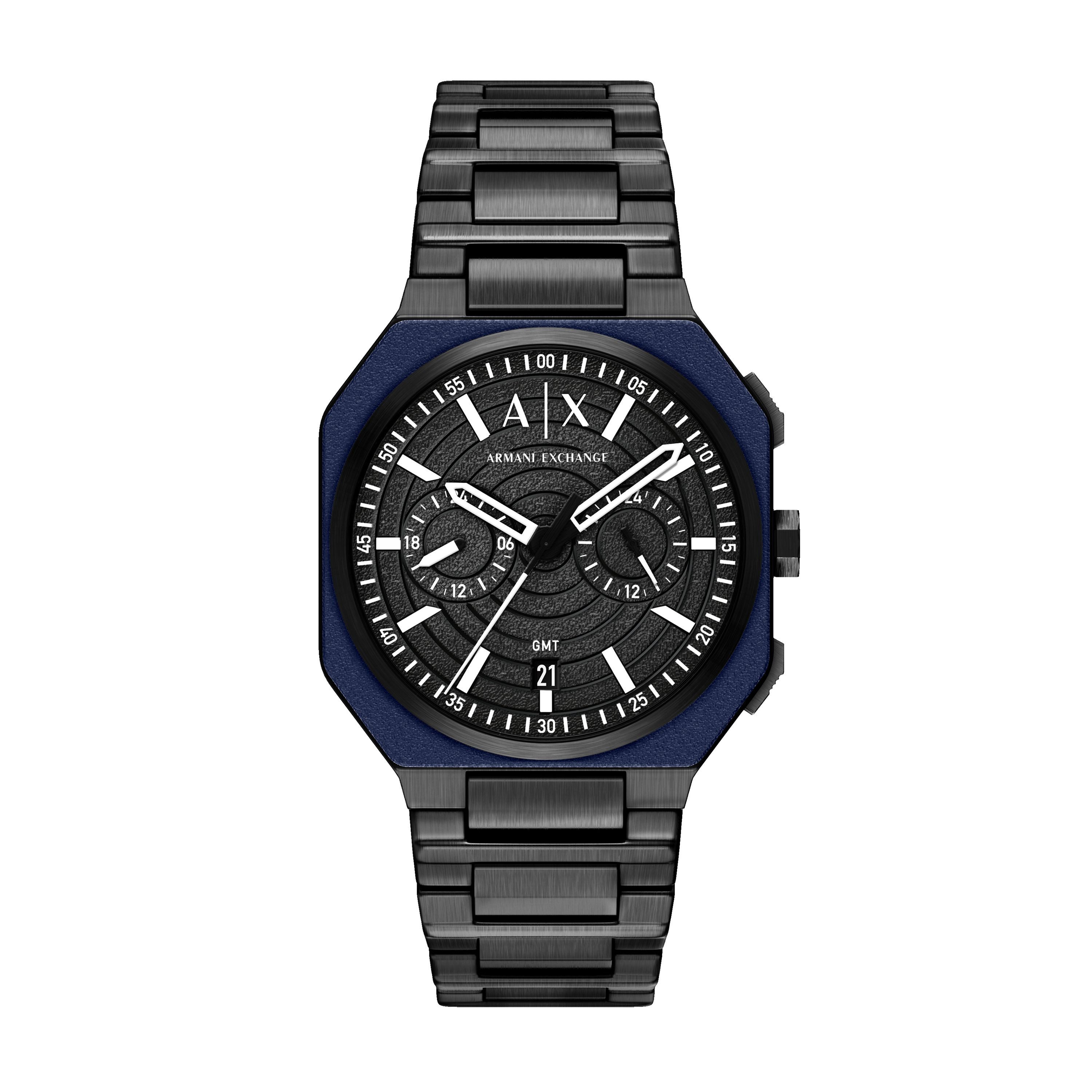 ARMANI EXCHANGE Quarzuhr AX1482, Armbanduhr, Edelstahlarmband, analog, Tag, Dualzeit