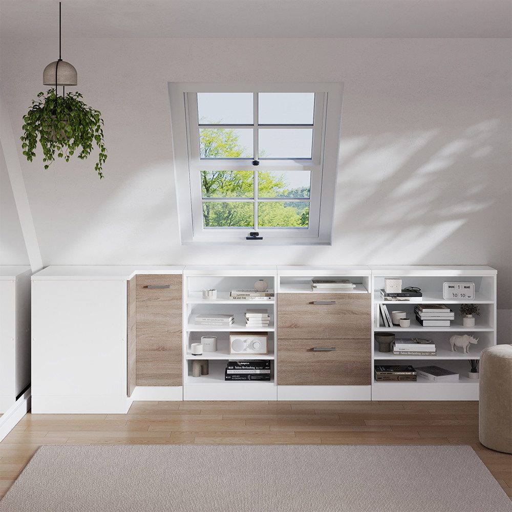 Vicco Kommode Rion, Sonoma/Weiß, 75.6 x 81.6 cm mit 1 Tür, Schrankkorpus 60 cm ... (1 St)
