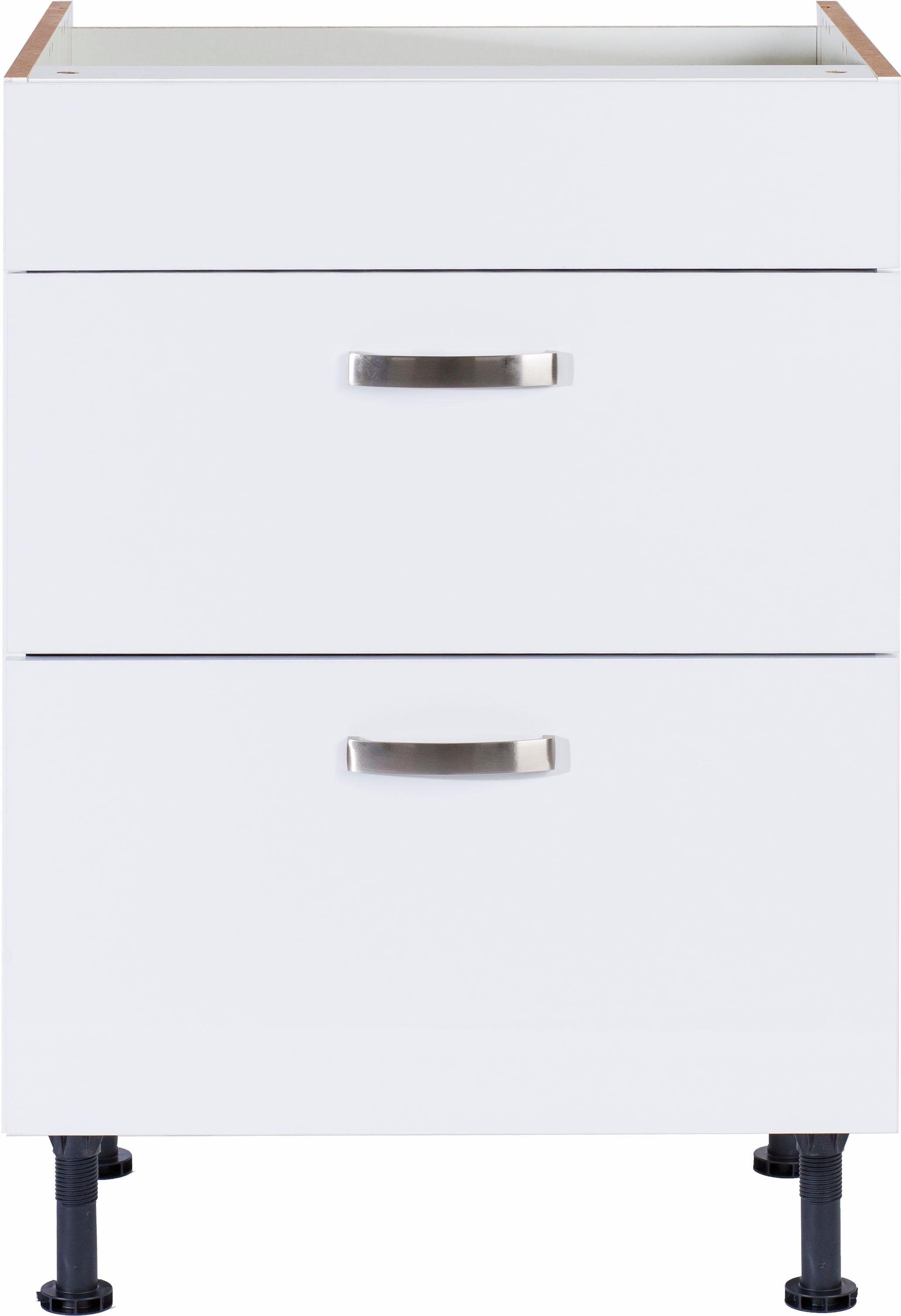 Kochfeldumbauschrank weiß Soft-Close-Funktion mit cm, Breite und Vollauszügen | 60 Cara OPTIFIT weiß/weiß