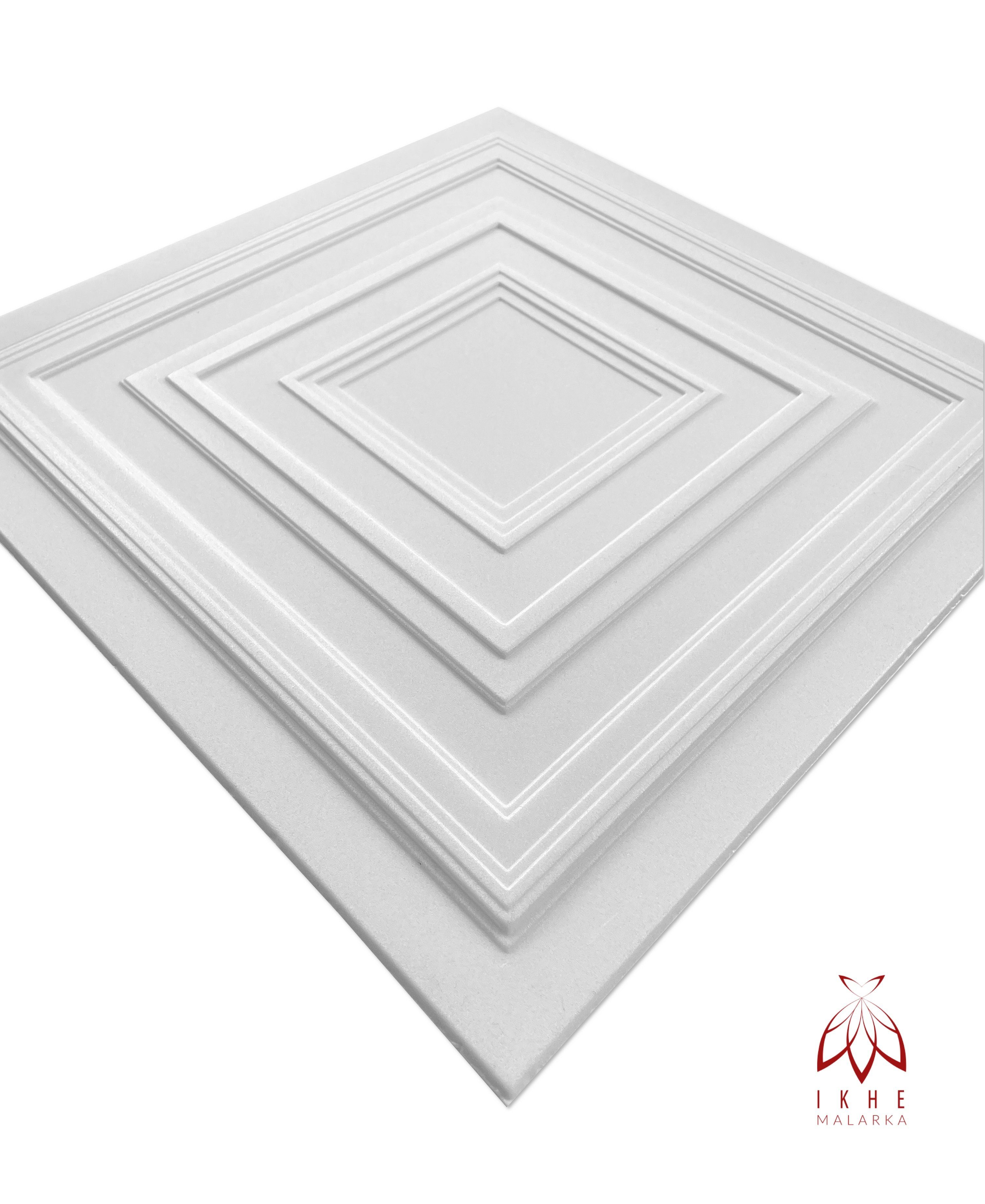 IKHEMalarka 3D Wandpaneel aus Polystyrol Styropor XPS 2m² = 8 Stück, BxL: 50,00x50,00 cm, 0,25 qm, (Platten XPS, Polystyrol Paneele) Paneelen für Decke & Wand – Bild 3 von 5