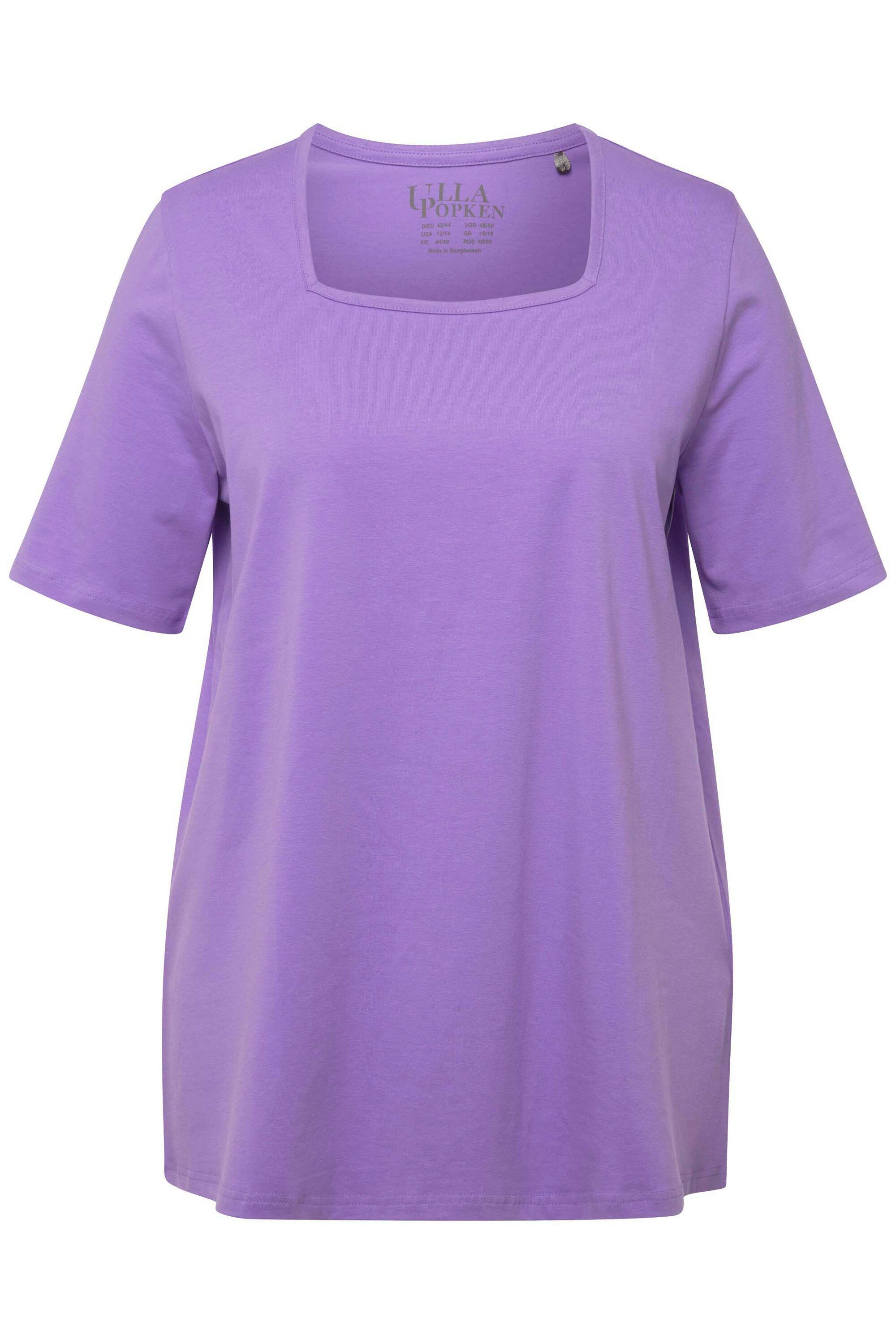 Ulla Popken T-Shirt T-Shirt A-Linie Carré-Ausschnitt Halbarm günstig online kaufen