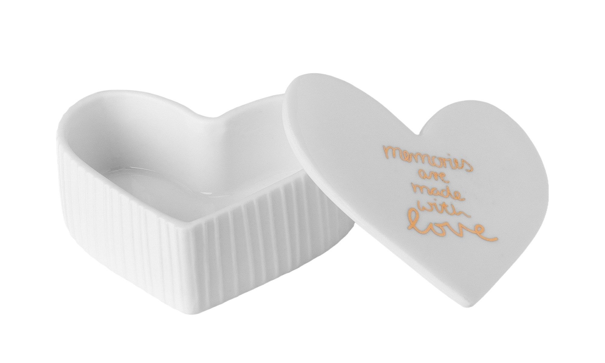 Räder Schmuckkassette räder Hochzeit Herzdose Memories made with love Porzellan Weiß