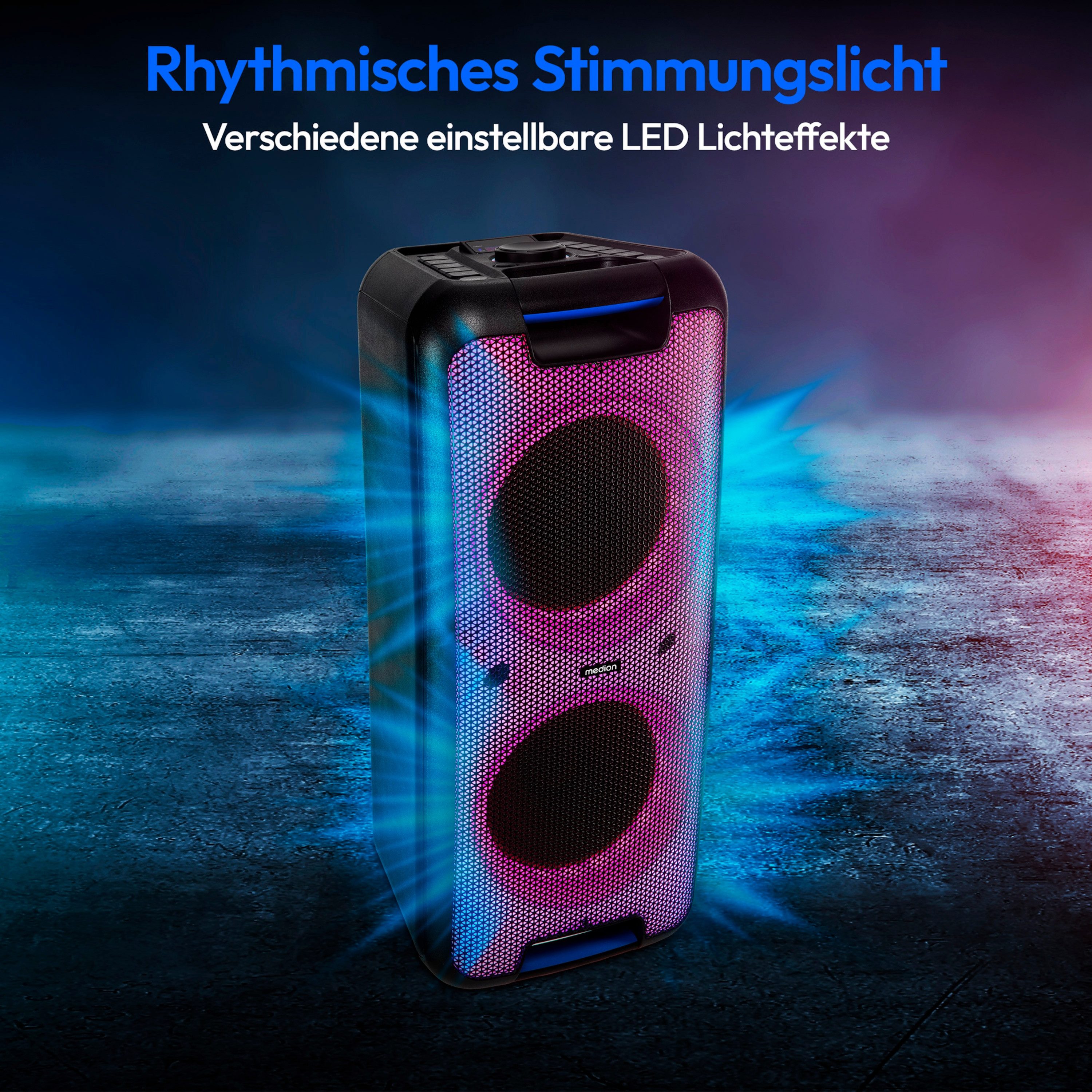 Medion® Partylautsprecher MEDION® LIFE® PX-1 Plus (MD400001) Lautsprecher (Bluetooth 5, 90 W, Lichteffekte, Karaoke, Bluetooth) – Bild 4 von 5
