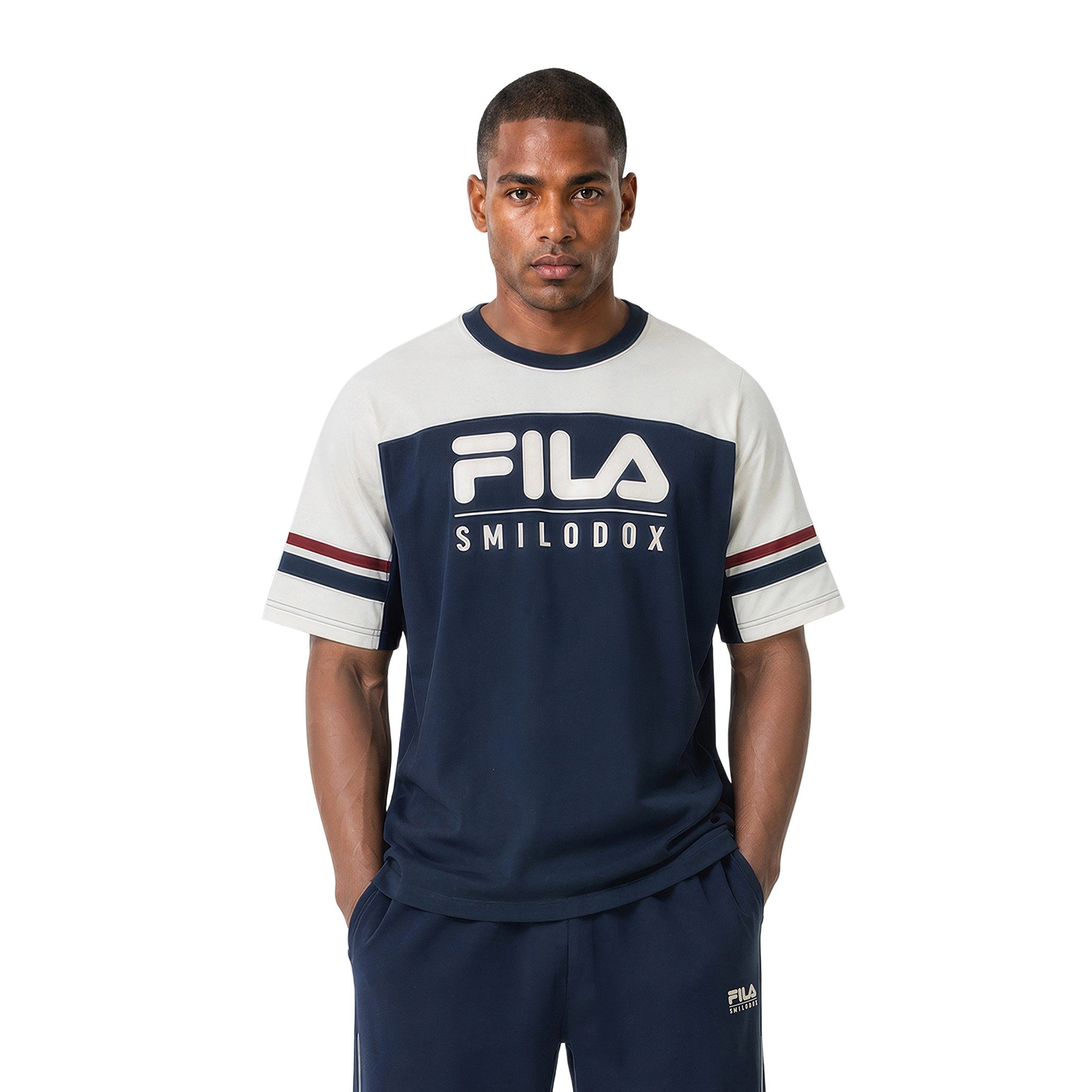 Smilodox T-Shirt Rovigo Herren, FILA Oversize Shirt, Baumwolle, für Gym & Streetwear FILA Kollaboration, Urban Style, Boxy Fit, Gymwear