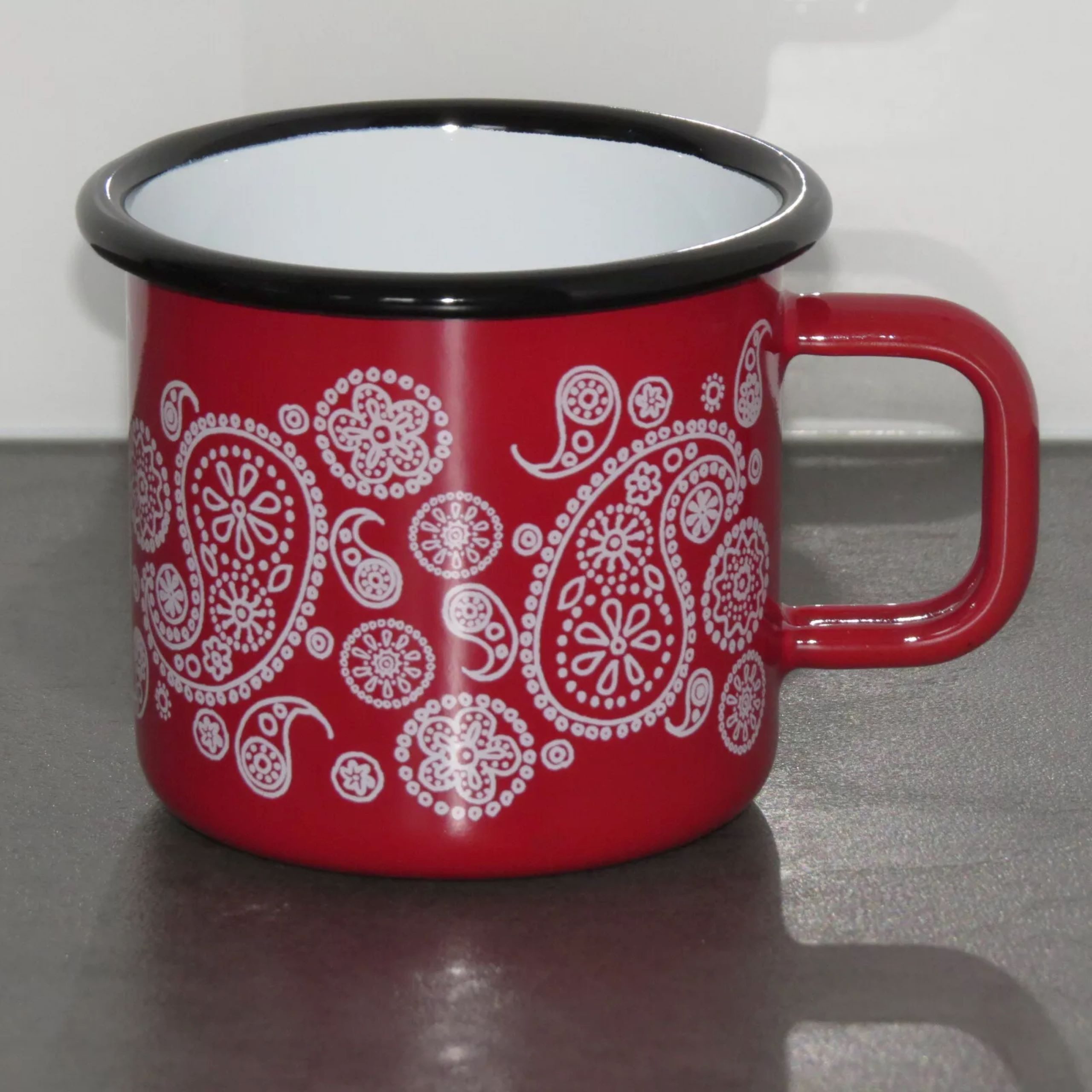 Holzprodukte Becher Email Emaile Emaille Kaffeebecher Teetasse Becher Tasse Kaffee Tee, 350 ml