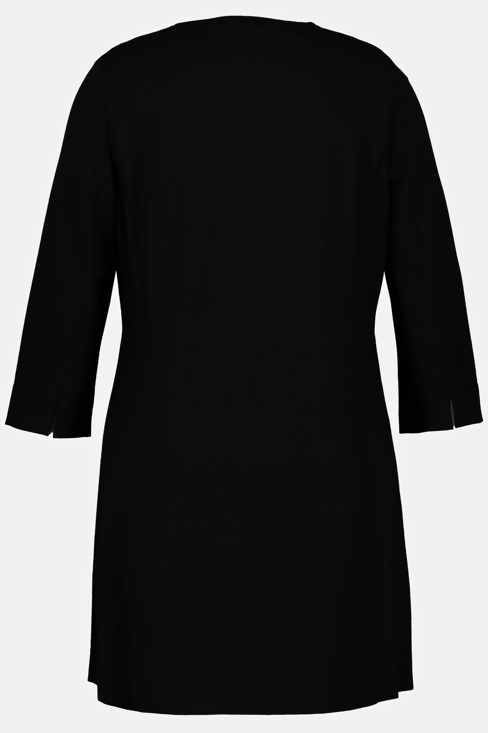 Ulla Popken Jerseykleid 3/4-Arm Kleid V-Ausschnitt Reißverschluss schwarz