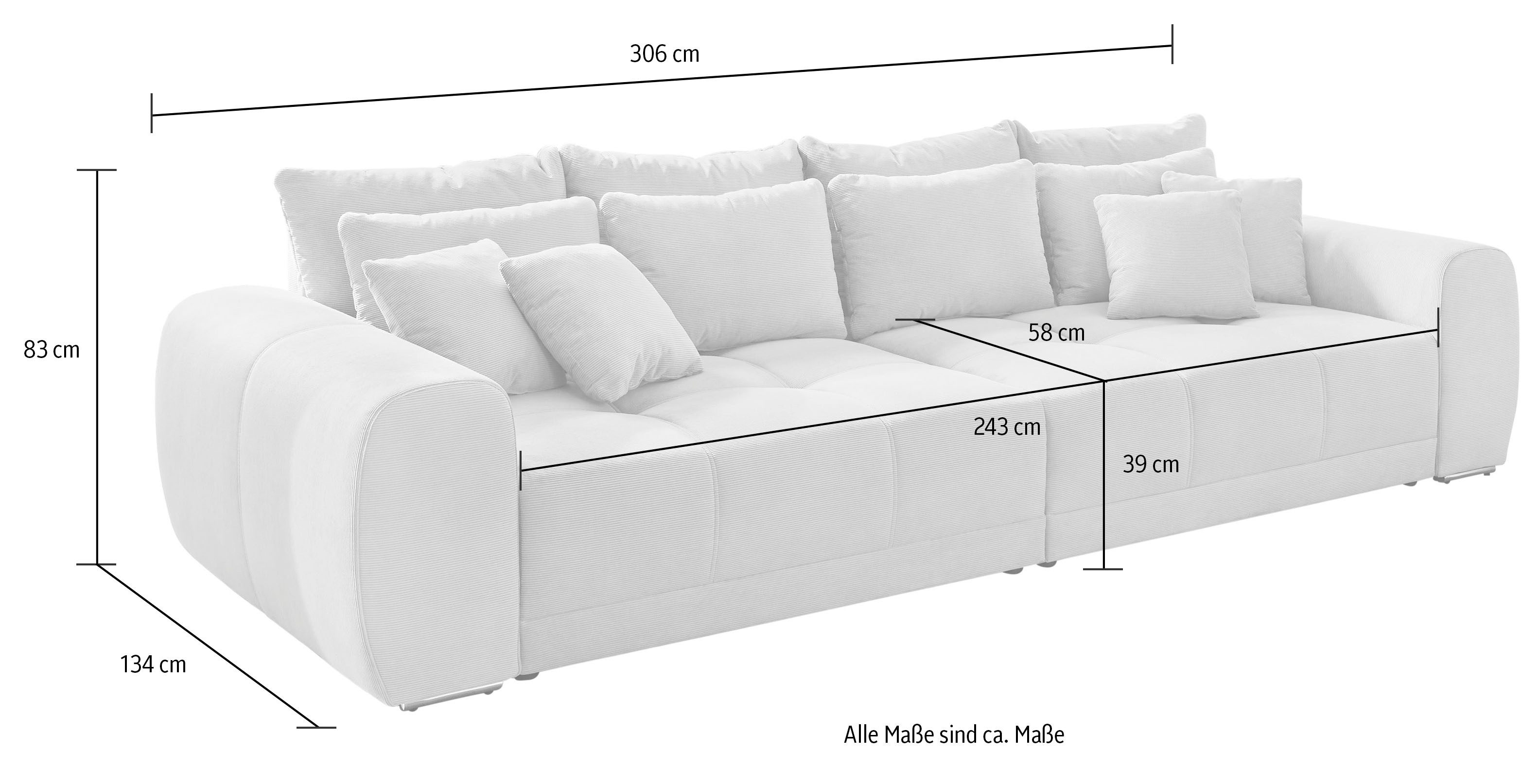 Jockenhöfer Gruppe Big-Sofa Moldau XXL, B: 306 cm, Mega-Sofa, mit Federkern & 4 Zierkissen