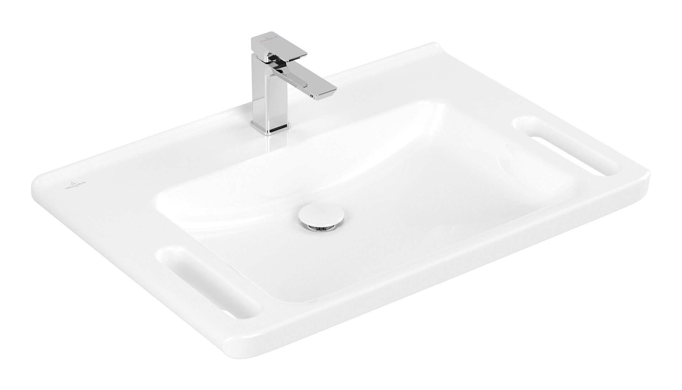 Villeroy & Boch Waschbecken ViCare, ViCare mit 1 Hahnloch ohne Überlauf 800 x 550 x 180 mm - Weiß Alpin