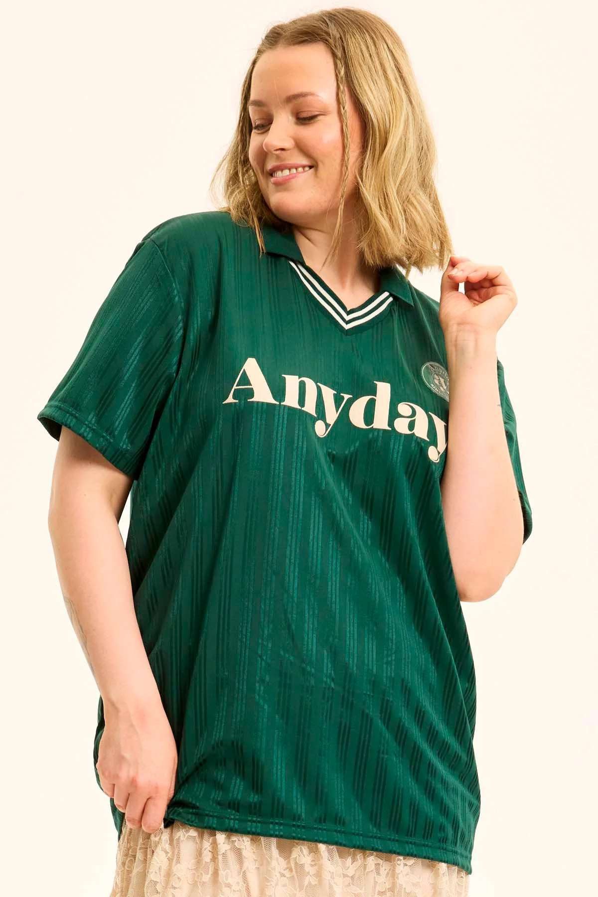 Anyday T-Shirt ANYDAY, Ivy 343 – Sportliches T‑Shirt mit Kragen green
