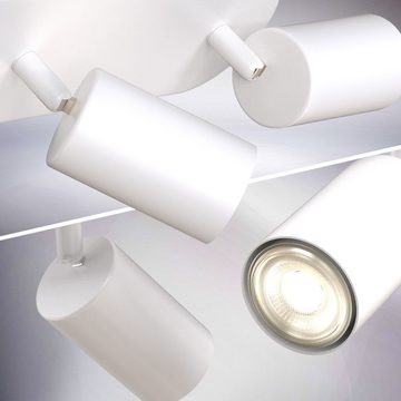 B.K.Licht LED Deckenspot LED Deckenleuchte 55x6cm Spots drehbar schwenkbar weiß-matt - BKL1457, ohne Leuchtmittel, 4-flammige Retro-Design Deckenlampe rund 230V Fassung GU10 Wohnzimmer