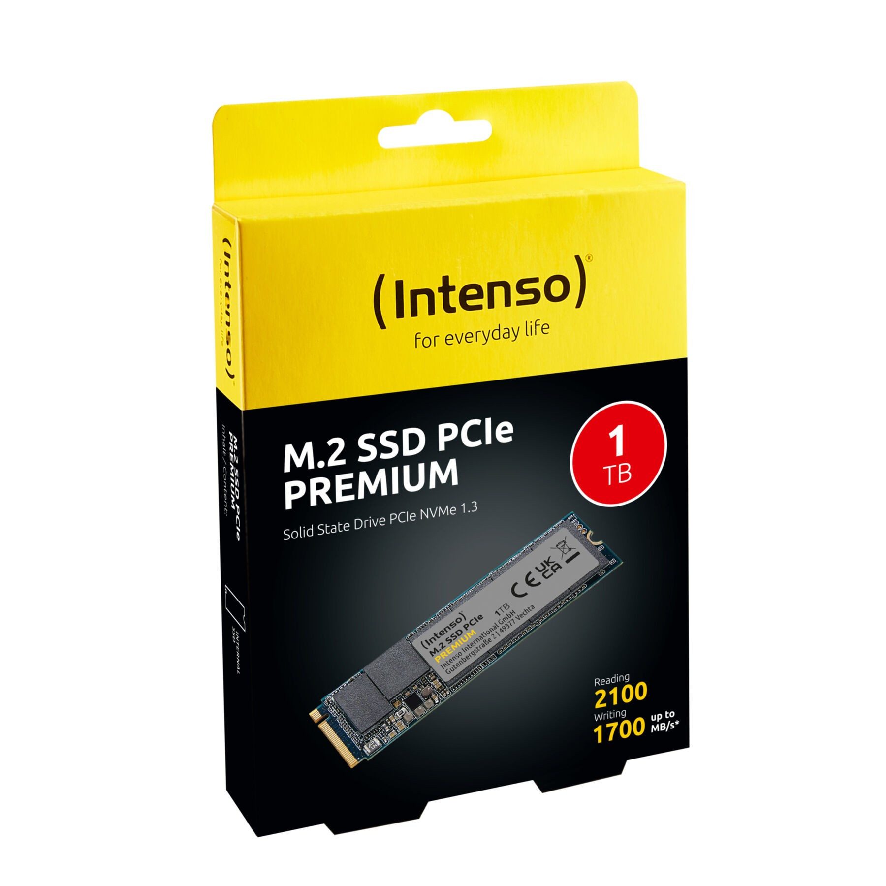 Intenso 3835460 SSD-Festplatte (1 TB) M.2" 2100 MB/S Lesegeschwindigkeit, 1700 MB/S Schreibgeschwindigkeit