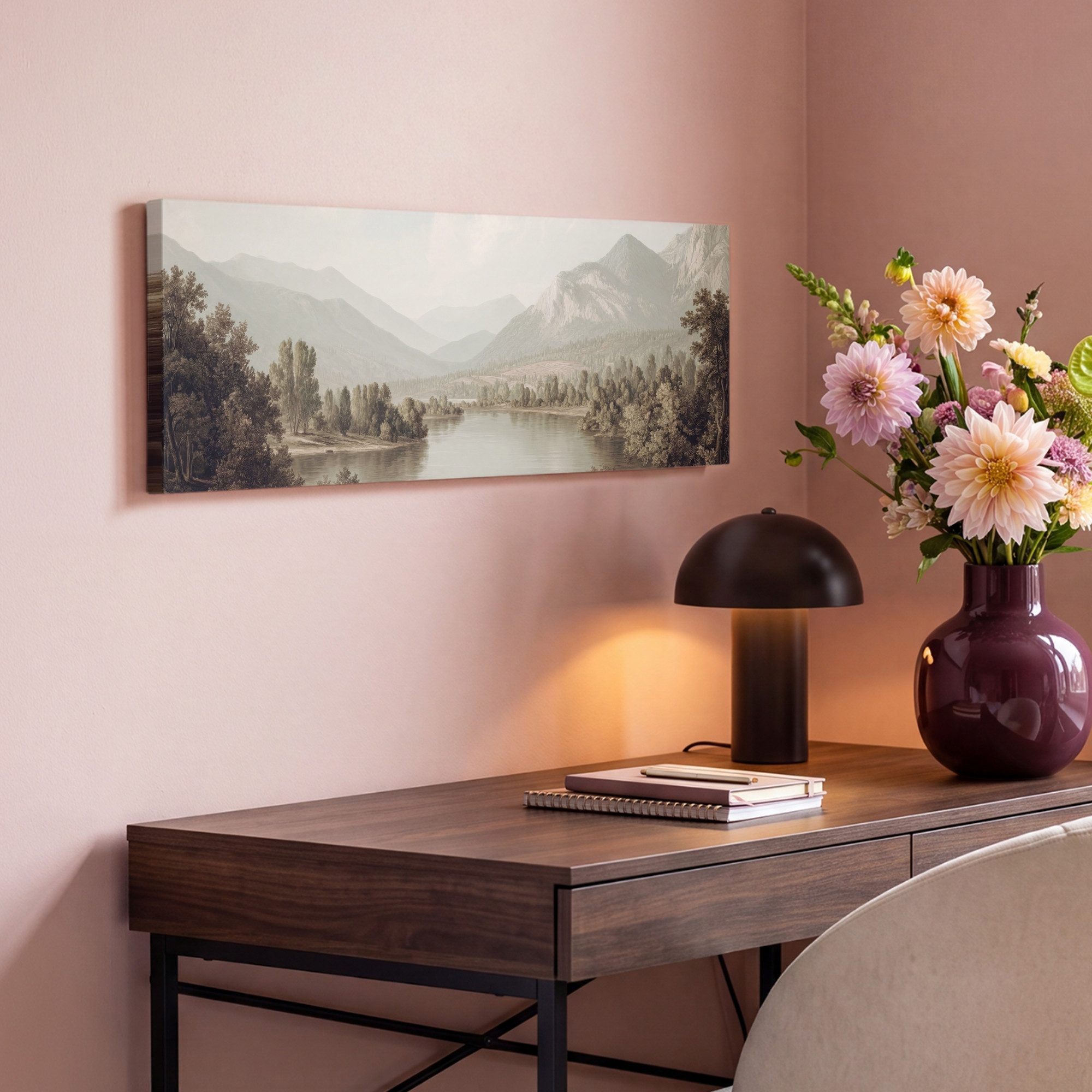 OneMillionCanvasses® Leinwandbild Panorama Klassisch - Landschaft - Gelassen, Fotodruck (1 St), Wandbild, Deko Schlafzimmer Wohnzimmer Flur 60x20 cm – Bild 4 von 5