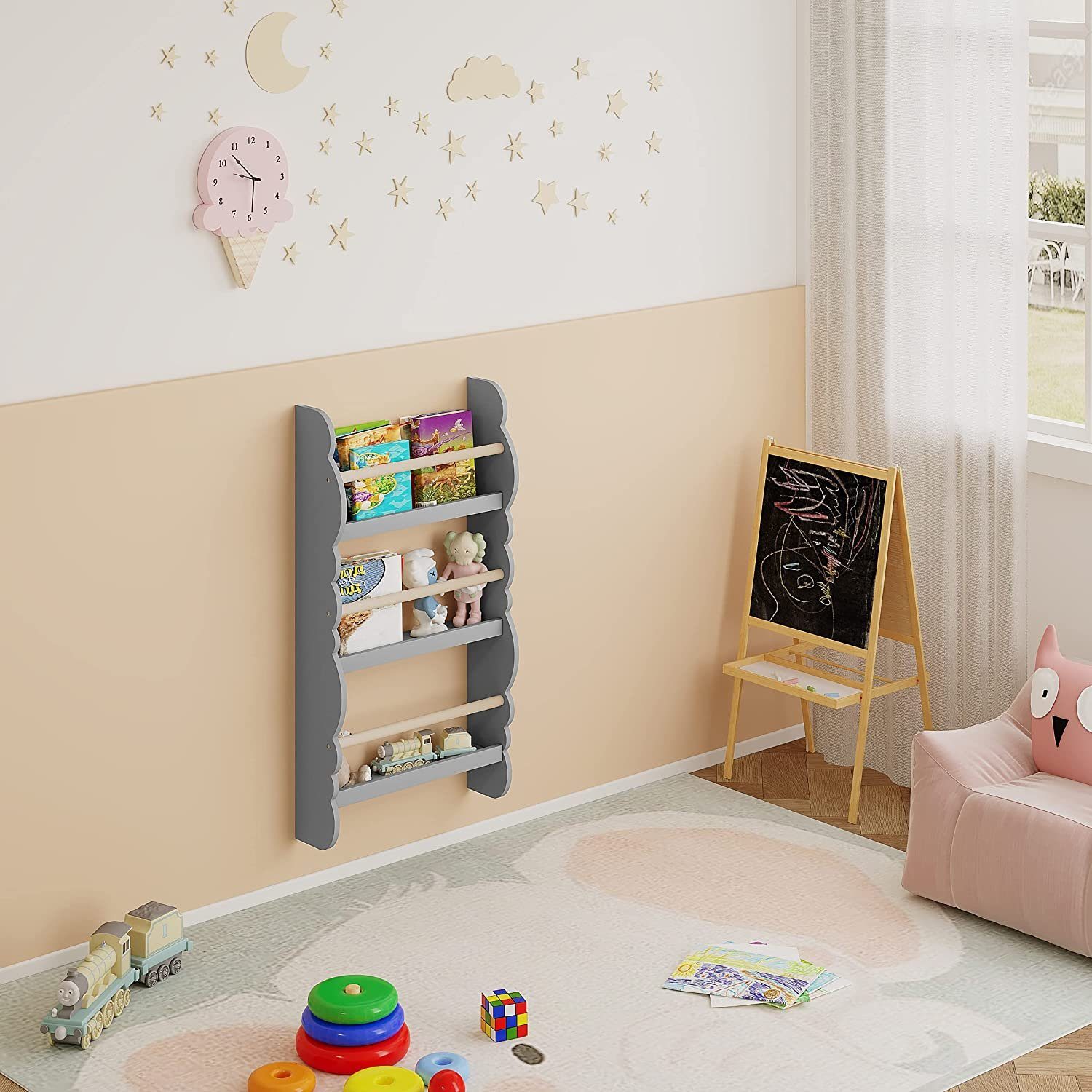 Woltu Wandregal, 1-tlg., Kinder Bücherregal, Bücher-Organizer