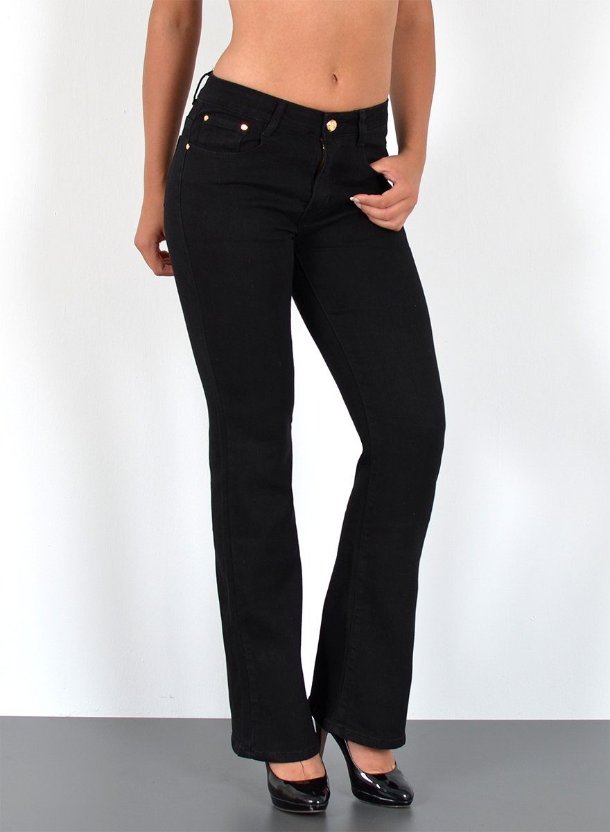 ESRA Bootcut-Jeans Bootcut Jeans Damen High Waist Stretch Wide Leg Jeans bi günstig online kaufen