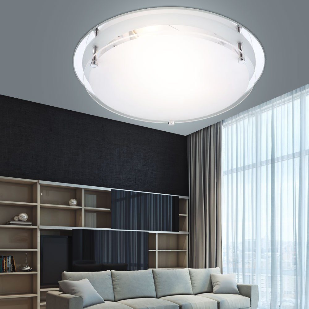 etc-shop LED Beleuchtung Wohn Glas Rand inklusive, Warmweiß, Zimmer Decken Leuchtmittel Spiegel Deckenleuchte, Lampe