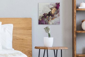 OneMillionCanvasses® Leinwandbild Marmor - Abstrakt - Gold - Lila, (1 St), Leinwand Bilder für Wohnzimmer Schlafzimmer