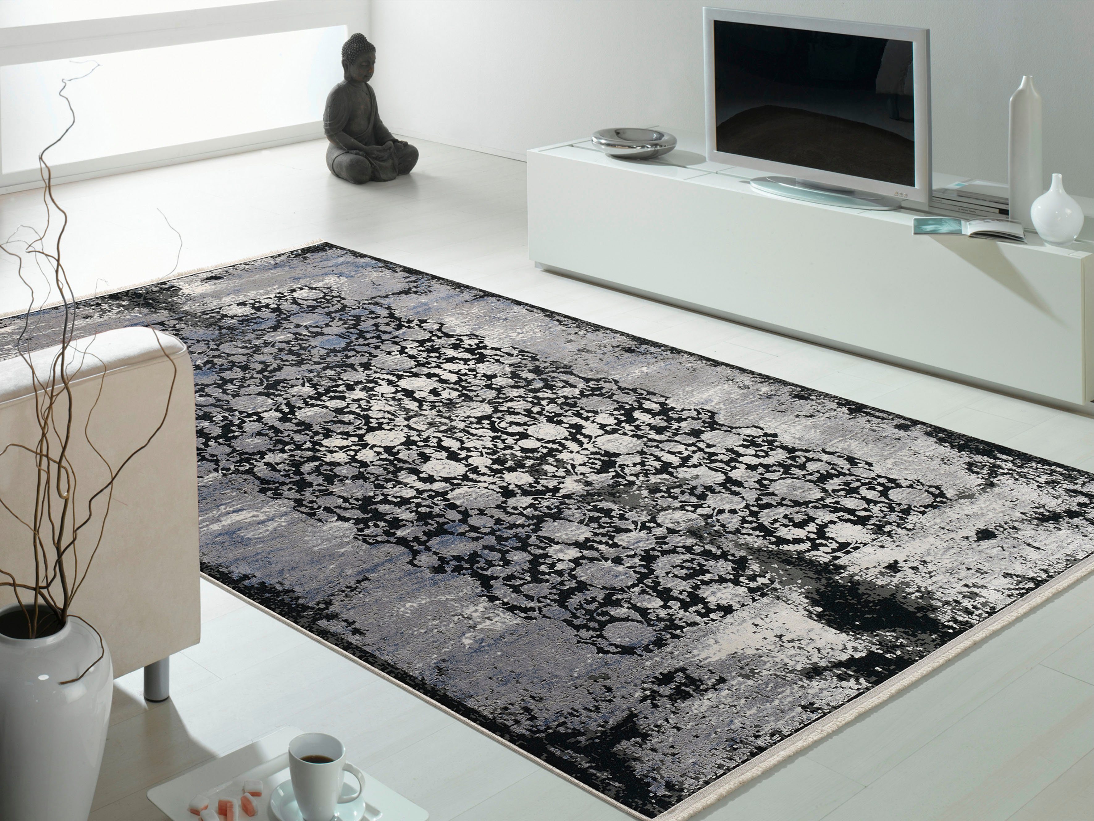 Musterring Teppich COLORADO FLOWER, rechteckig, Höhe: 5 mm, exclusive MUSTERRING DELUXE COLLECTION hochwertig gekettelt Fransen