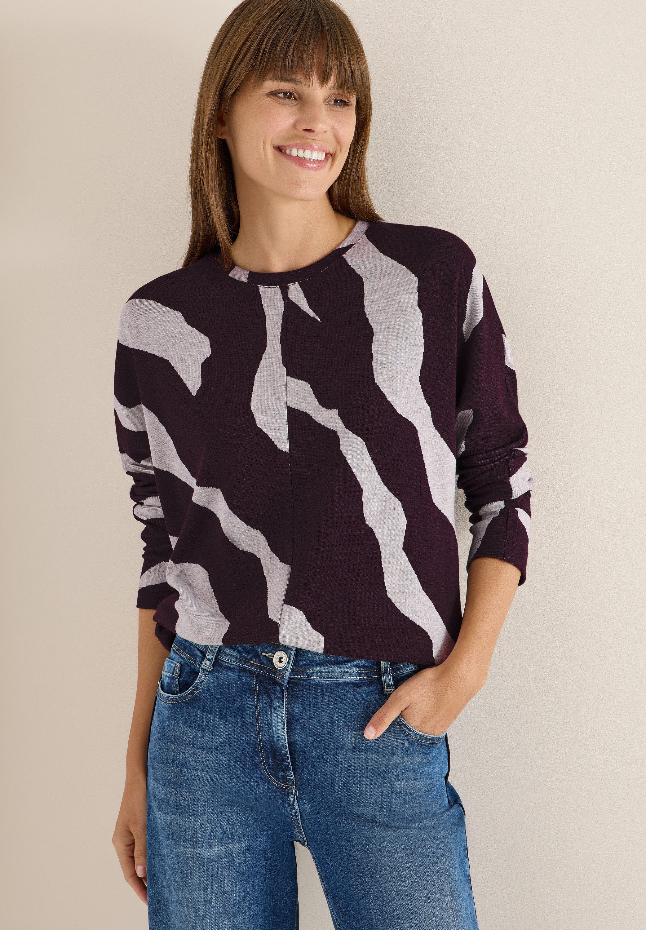 CECIL Rundhalspullover mit grafischem Allover-Print günstig online kaufen