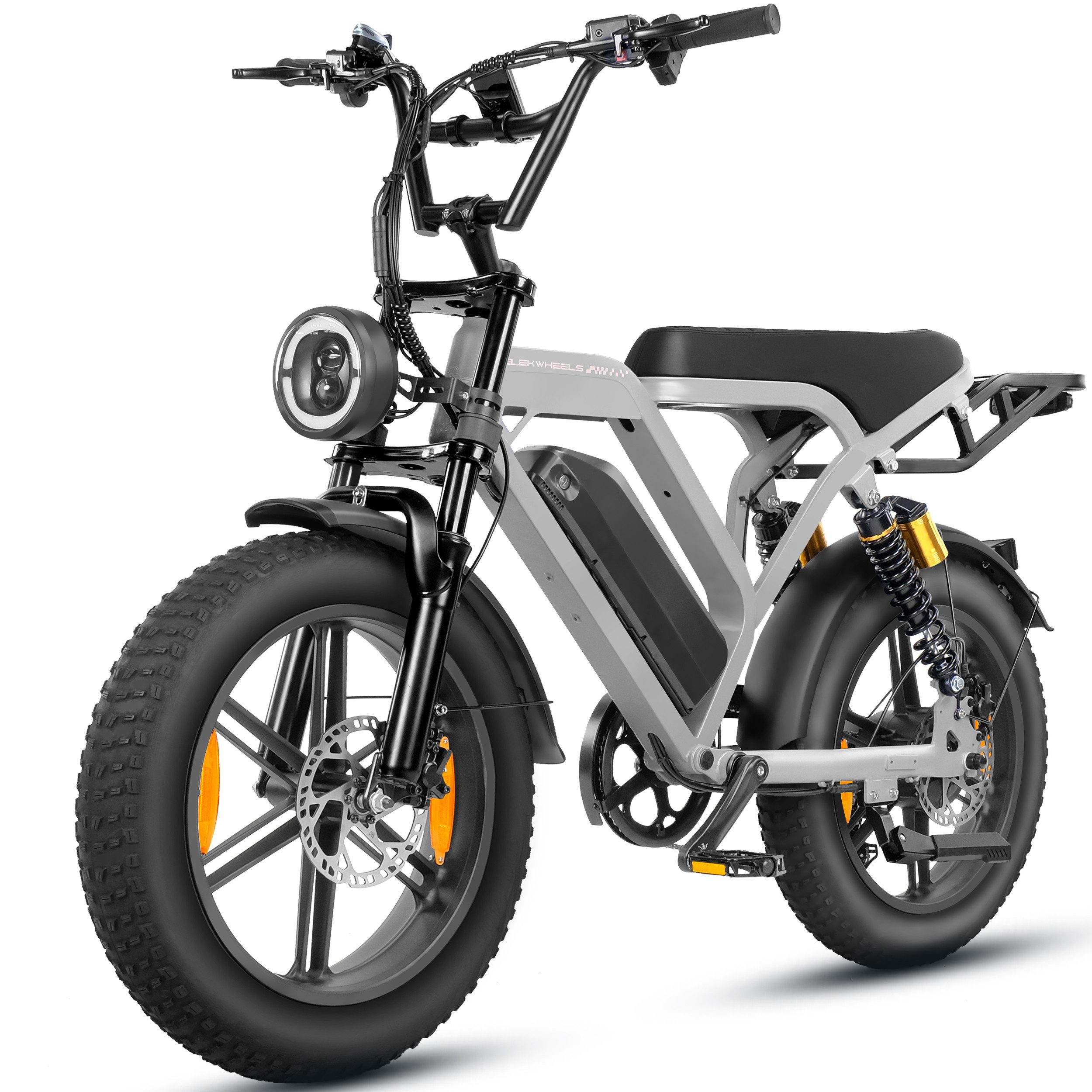 Vankel E-Bike Mountainbike Cityrad E-Fahrrad 20” x 4.0” Damen u. Herren Pedelec 720Wh Max.108KM, Kettenschaltung, Heckmotor, 720 Wh, (Beleuchtungsset mit Batterieladegerät, Batterieschlüssel, Werkzeug), 48V 15Ah All-Terrain Elektrofahrrad mit Shimano 7-Gang