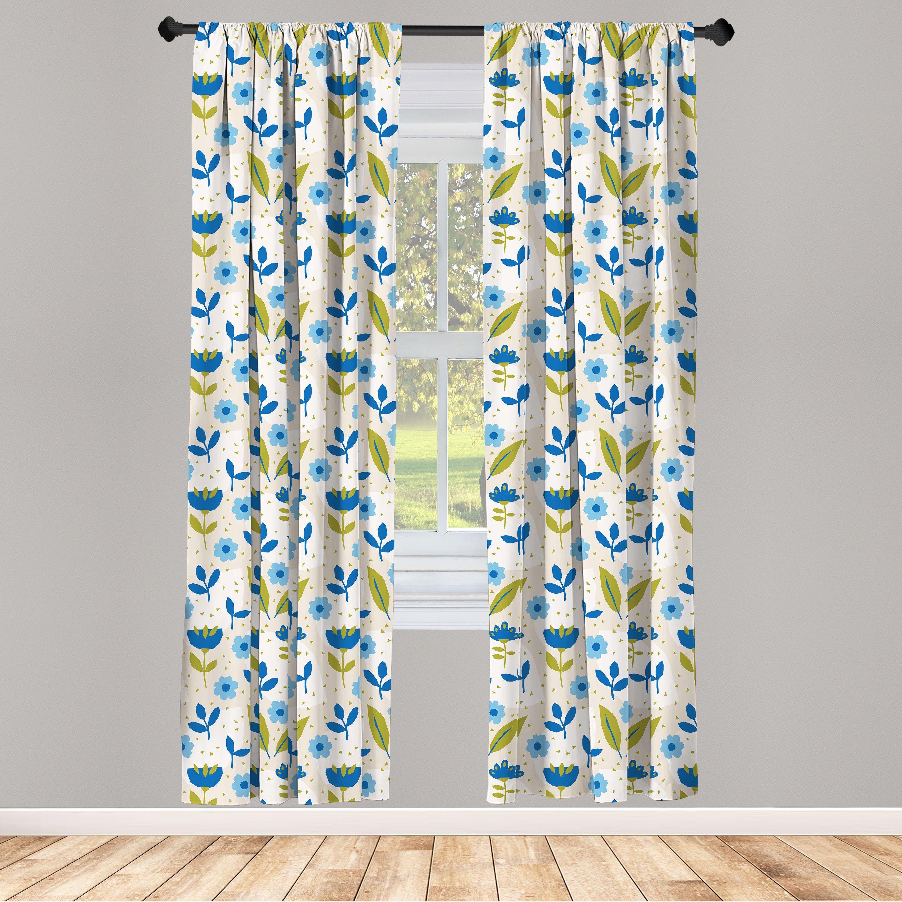 Gardine Vorhang für Wohnzimmer Schlafzimmer Dekor, Abakuhaus, Microfaser, Blumen Geometrisches Blumen und Blätter