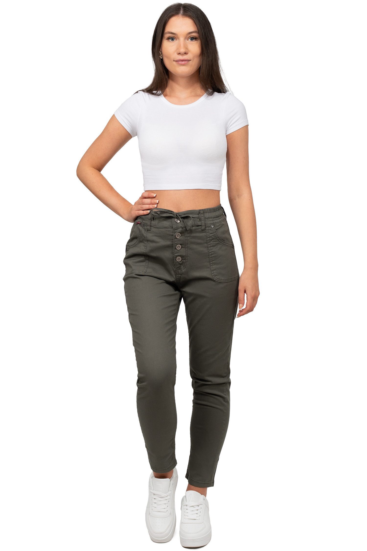 Cipo & Baxx Stoffhose Damen Regular Fit Hose Mid Waist BA-WD508 für lässige Alltagslooks und Freizeit-Outfits