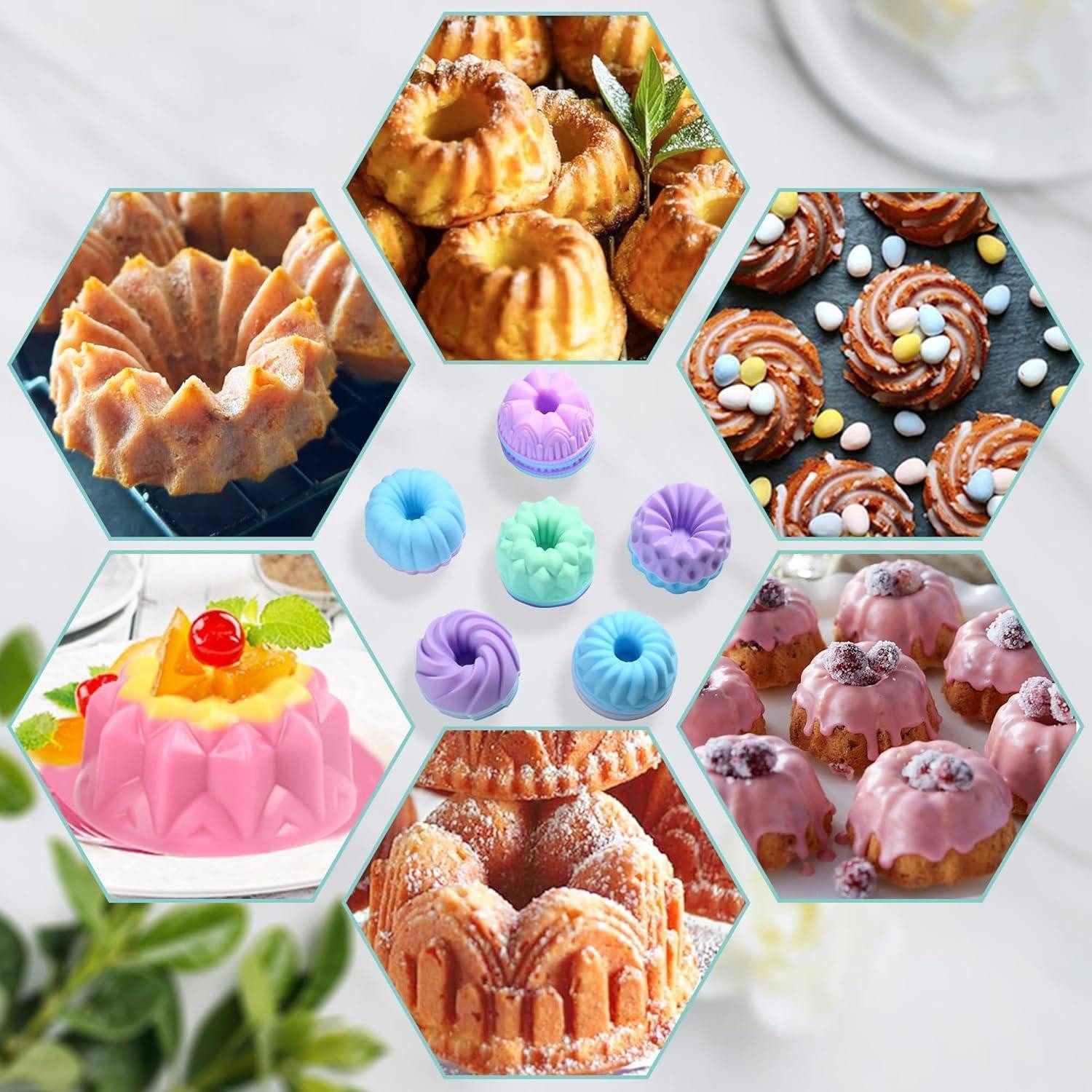 LuxusKollektion Donutform 24Pack Silicone Donut Mold Baking Cups Pan Muffin Jello Bagel Purple