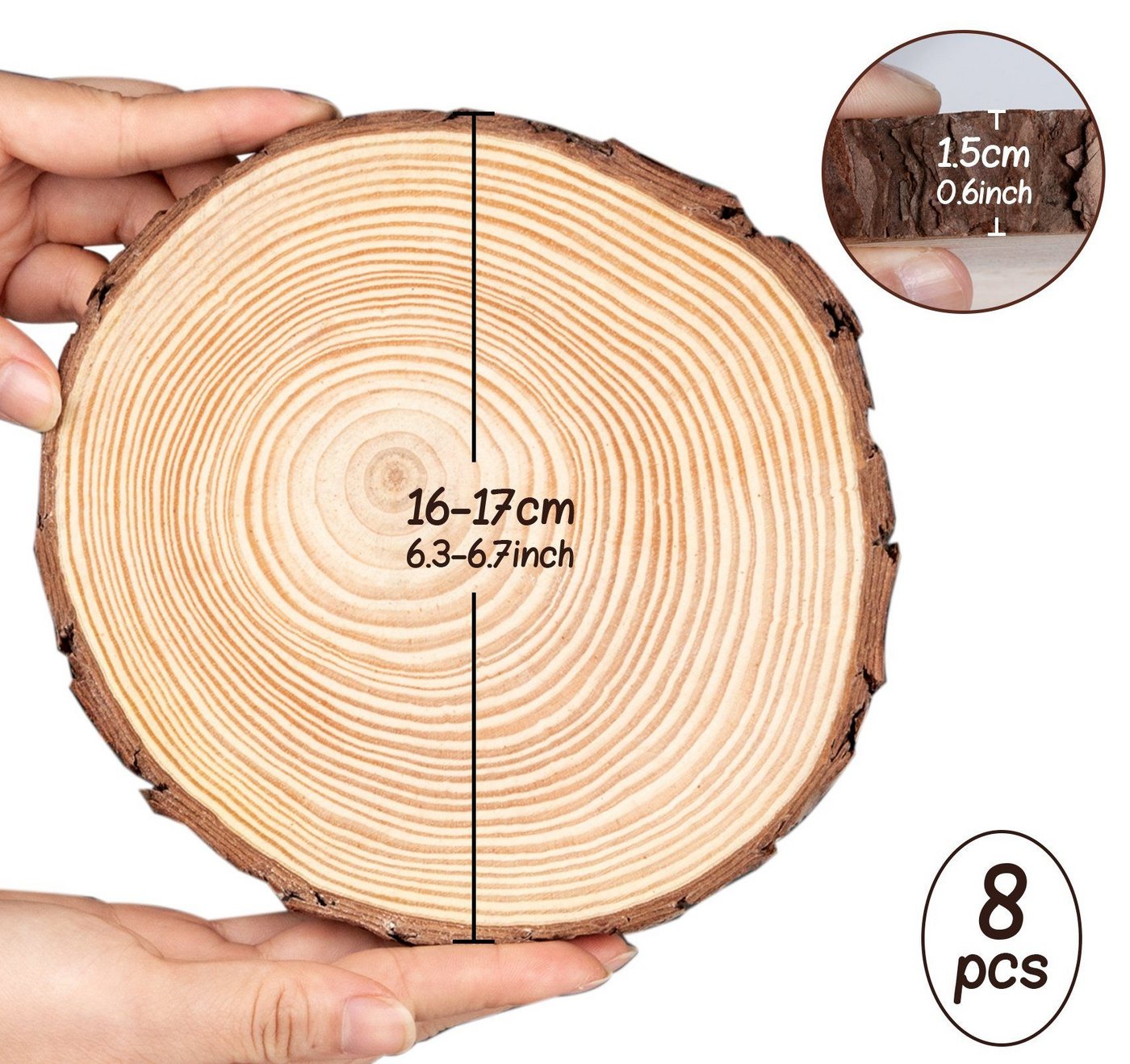 Thumbnail - ElitVita Rindenscheiben Holzscheiben Baumscheiben, Ø10-28cm, Holzscheiben zum Basteln, (8-tlg), Runde holzscheiben für D...