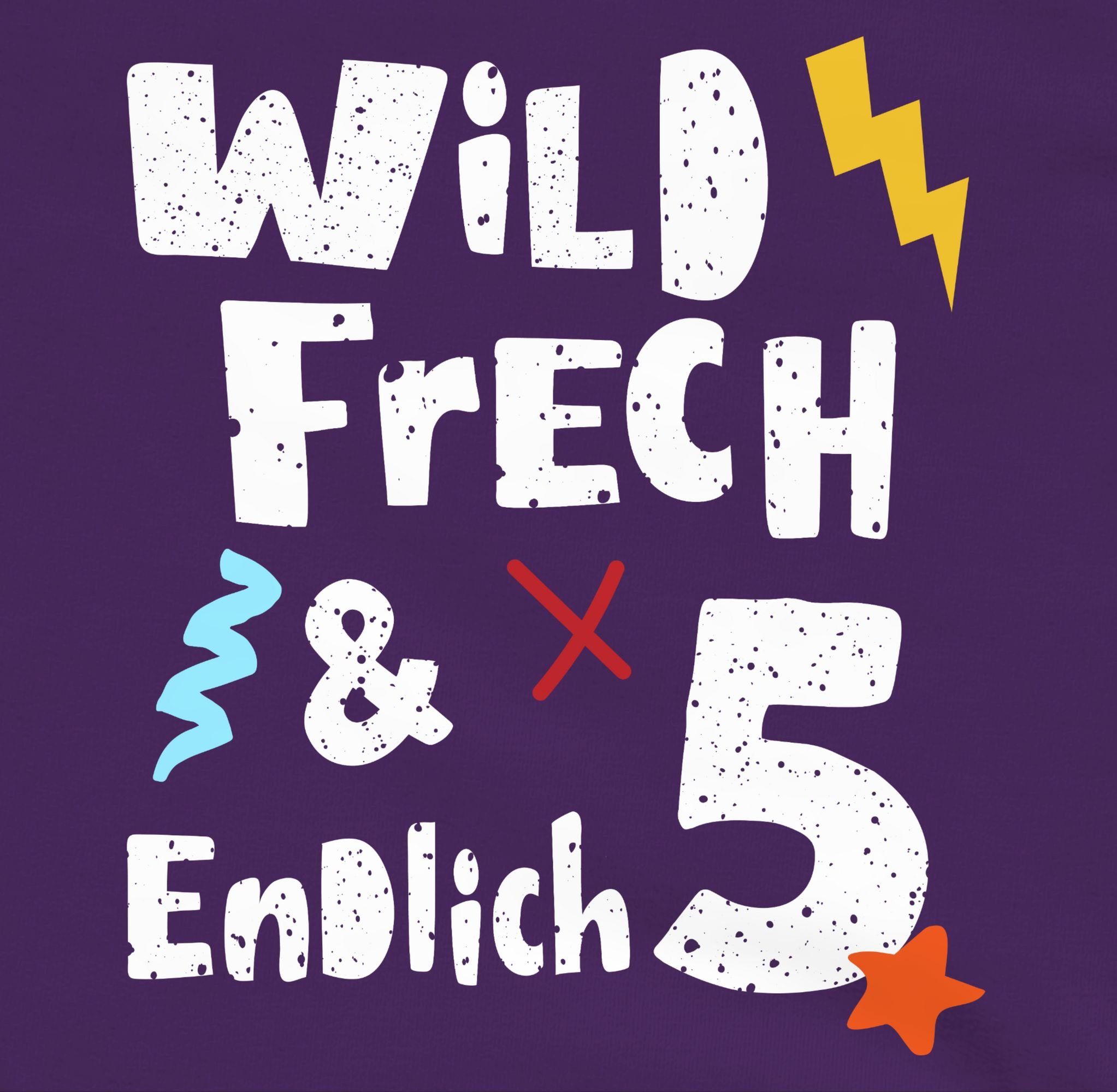 Geburtstag und Shirtracer 2 Jahre endlich 5. 5 Lila Wild - Hoodie Fünf Wunderbar frech