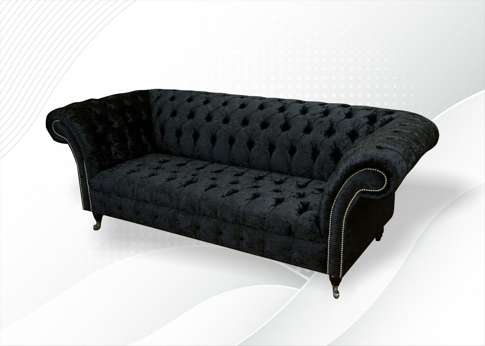 JVmoebel Chesterfield-Sofa Schwarzer Dreisitzer Chesterfield Neu, 3-er in Couch Modern Europe Made