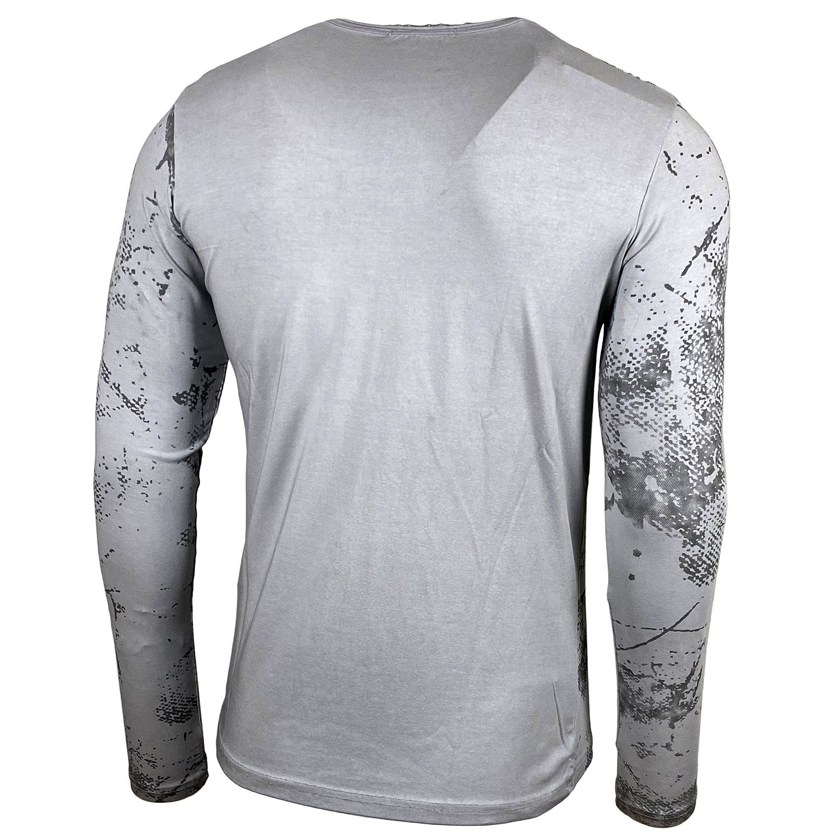 Baxboy Longshirt Back Plakativer Longsleeve Herren & 708 Front All Over Print Grau Baxboy
