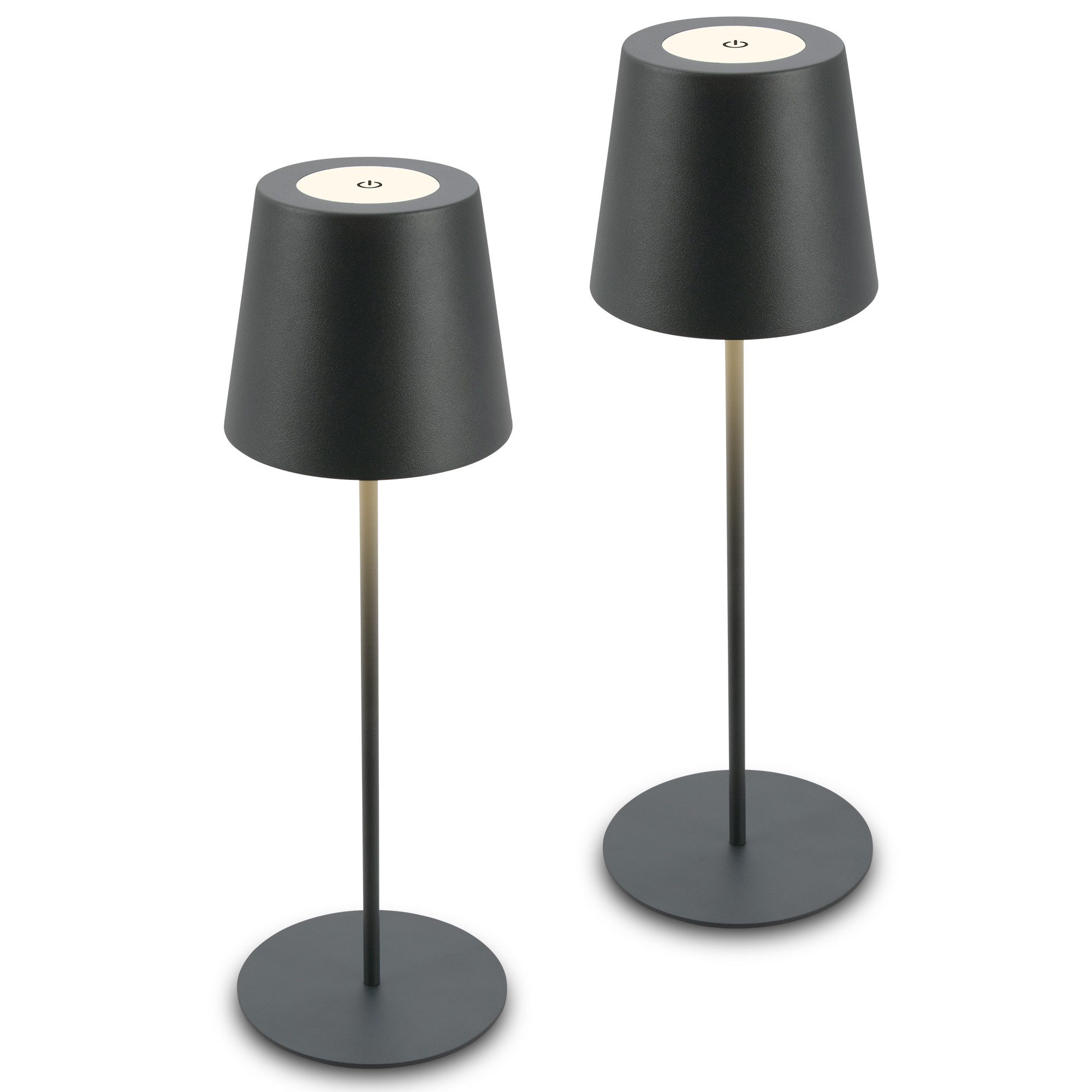 Briloner Leuchten Tischleuchte LED Tischlampe Akku IP44 kabellos Indoor/Outdoor, Doppelpack, LED wechselbar, 2700K - Extra - Warmweiß, LED Tischlampe kabellos 36x10,5 cm Beige Wohnzimmer Schlafzimmer