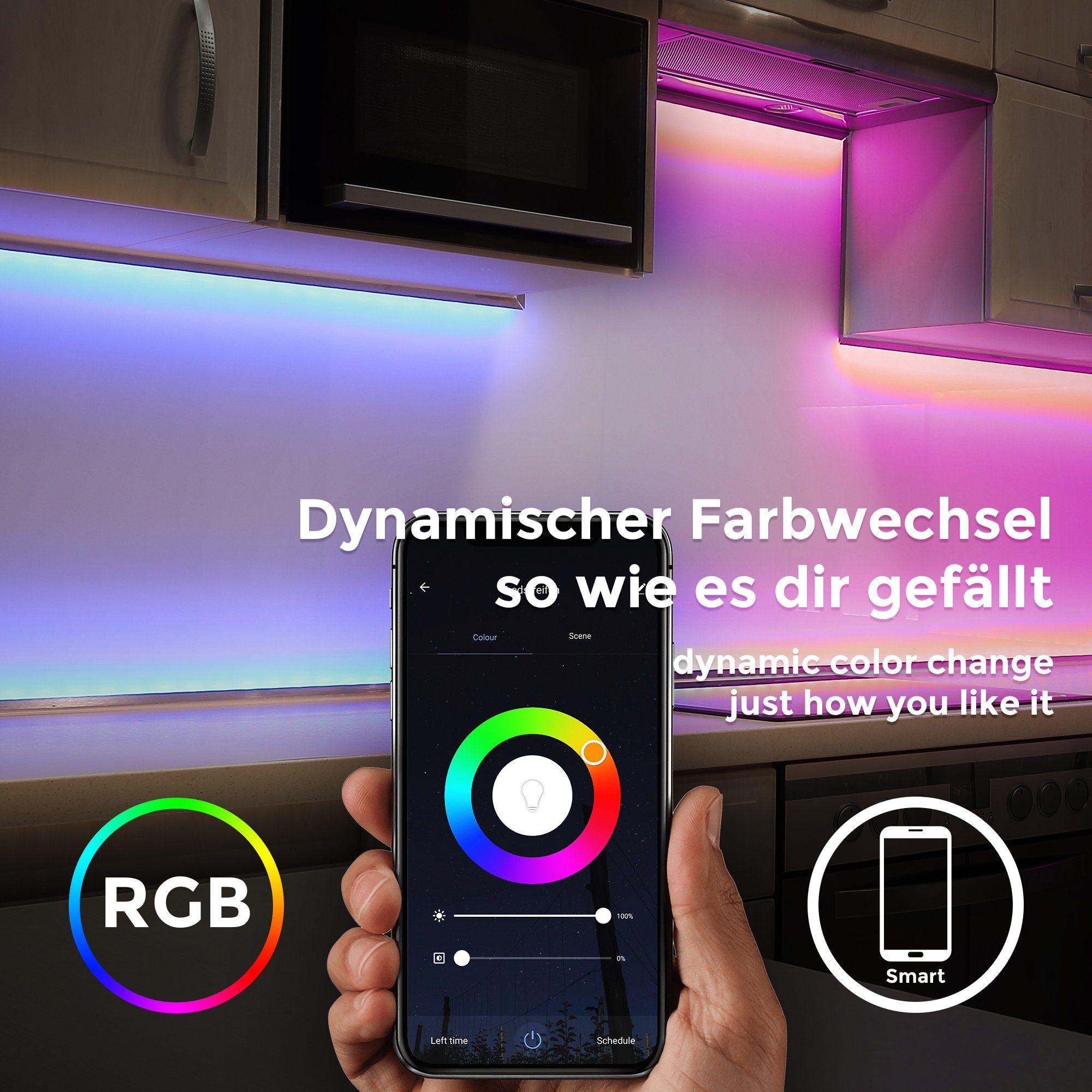 dimmbar B.K.Licht 3m mit LED WiFi Smart Band/Stripes LED-Streifen, App-Steuerung Home