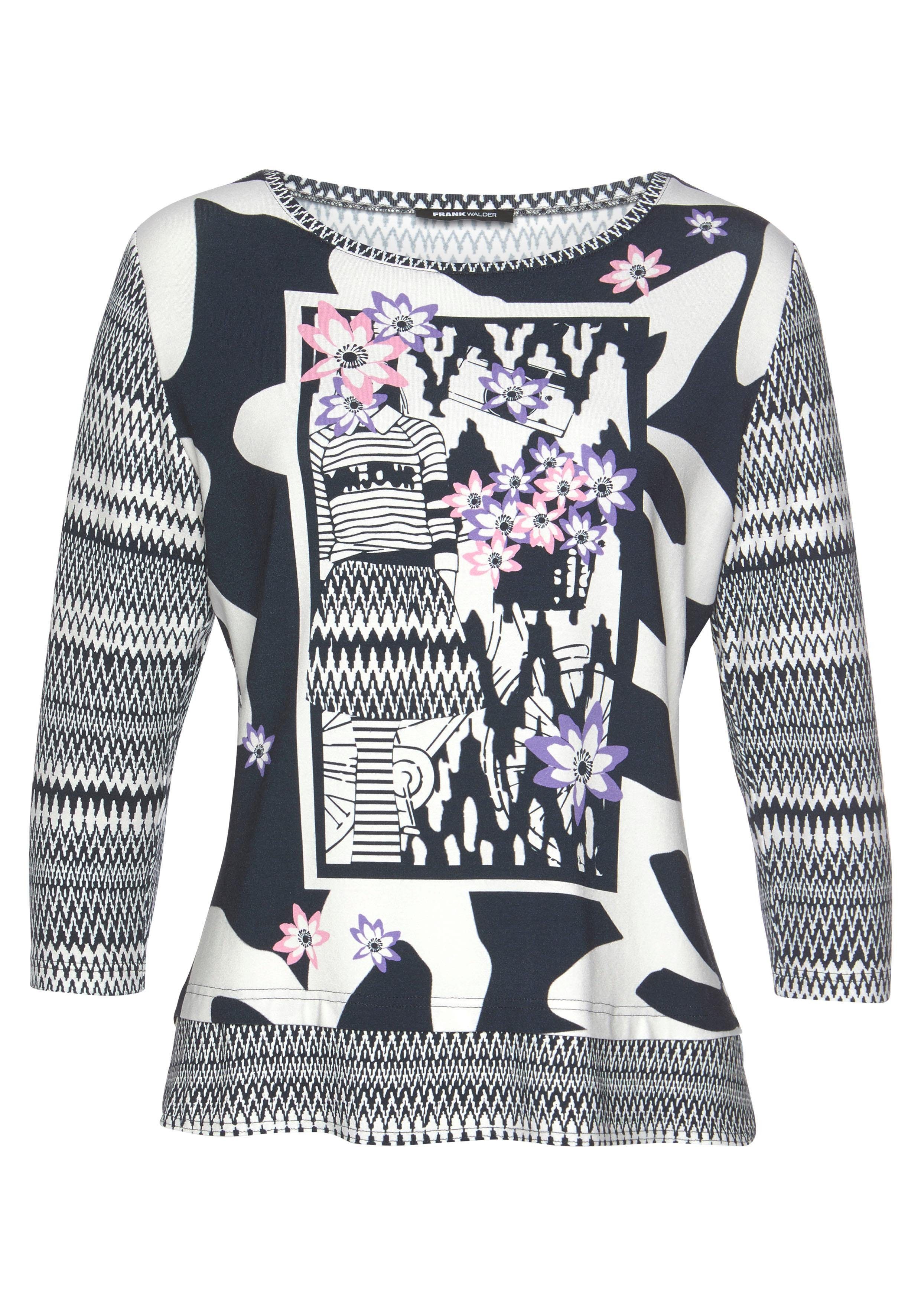 Frank Walder Damen Rundhals Shirt mit 3//4 Arm und schönem Druck