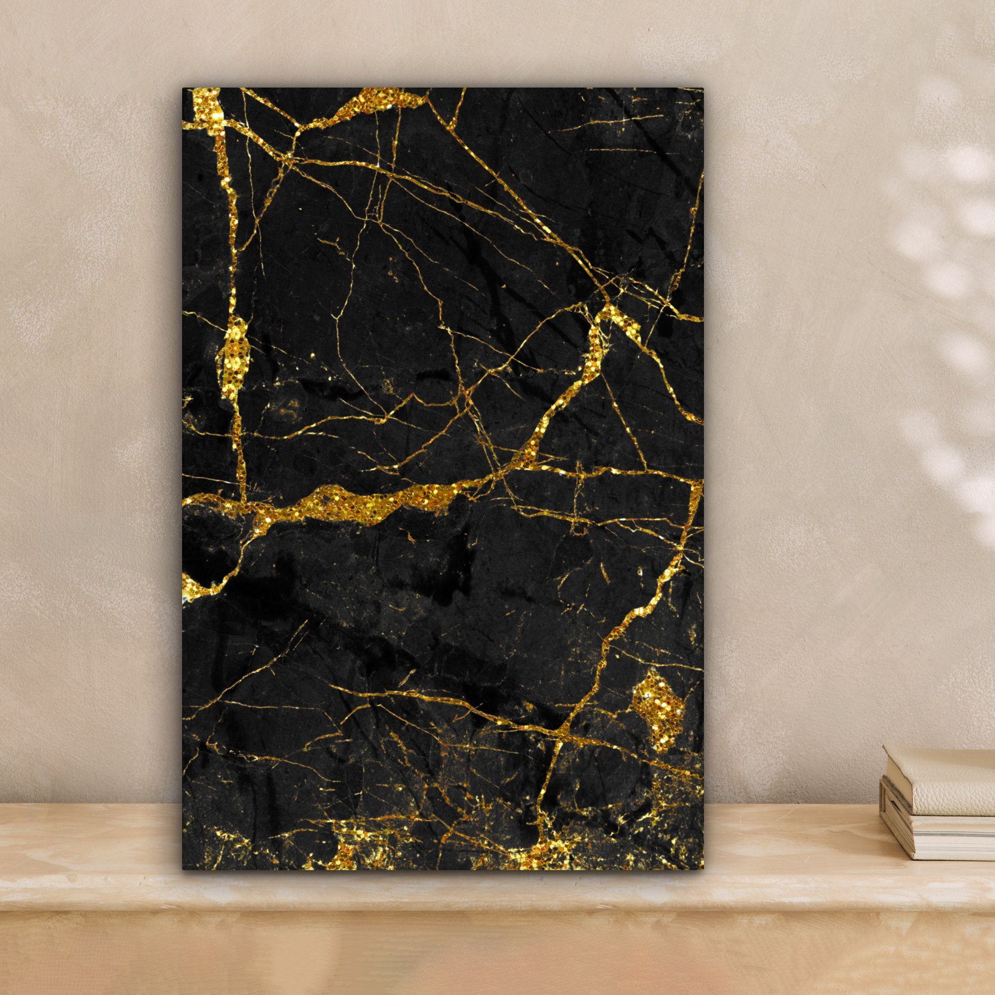 OneMillionCanvasses® Leinwandbild Marmor - Gold - Schwarz - Marmoroptik - L günstig online kaufen