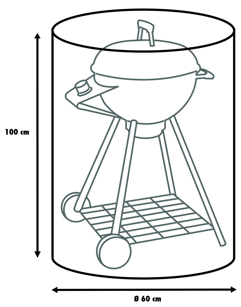 Primaster Grillabdeckhaube Primaster Schutzhülle für Kugelgrills Ø 60 x 100