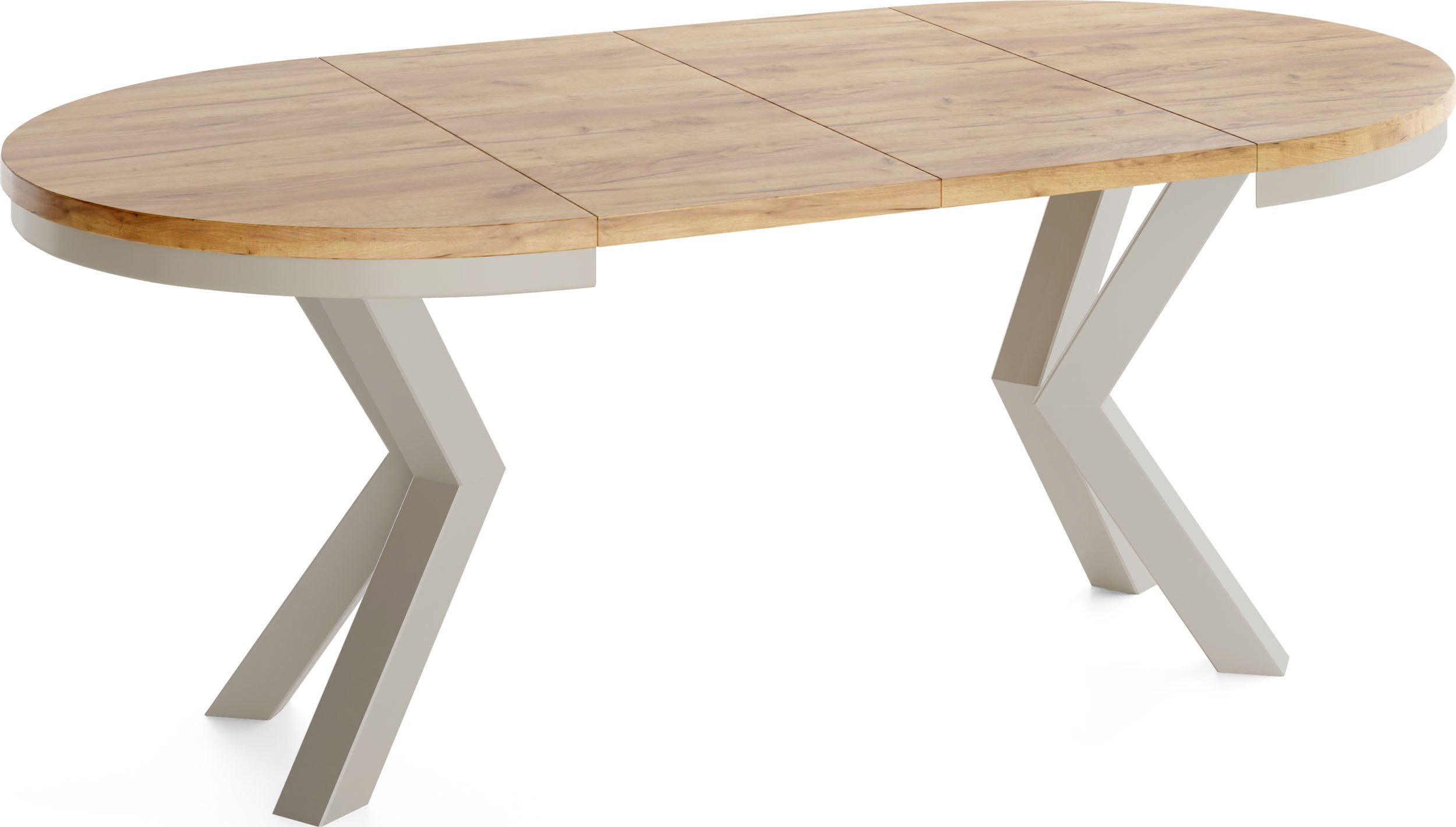 WFL GROUP Esstisch Clara Grau-Beige Loft rund ausziehbar mit Grau-Beige Metallbeinen (MADE IN EU, erhältlich in zwei Größen – 100/120 cm, ausziehbar auf 180/200 – Bild 4 von 5