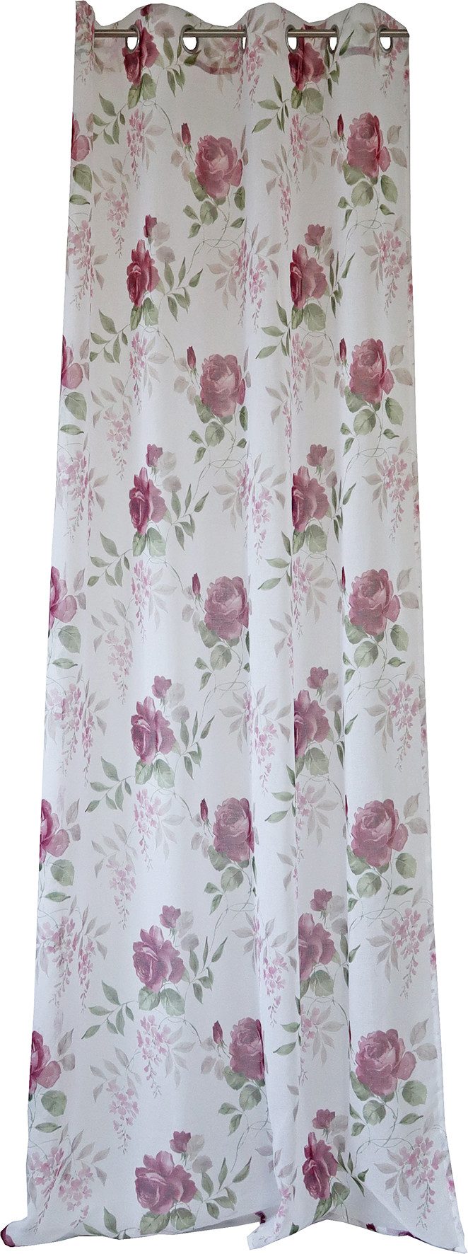 EXPERIENCE Vorhang Ösenschal mit Rosenmuster 140x245 cm Polyester, Ösen, halbtransparent, 8 Ösen
