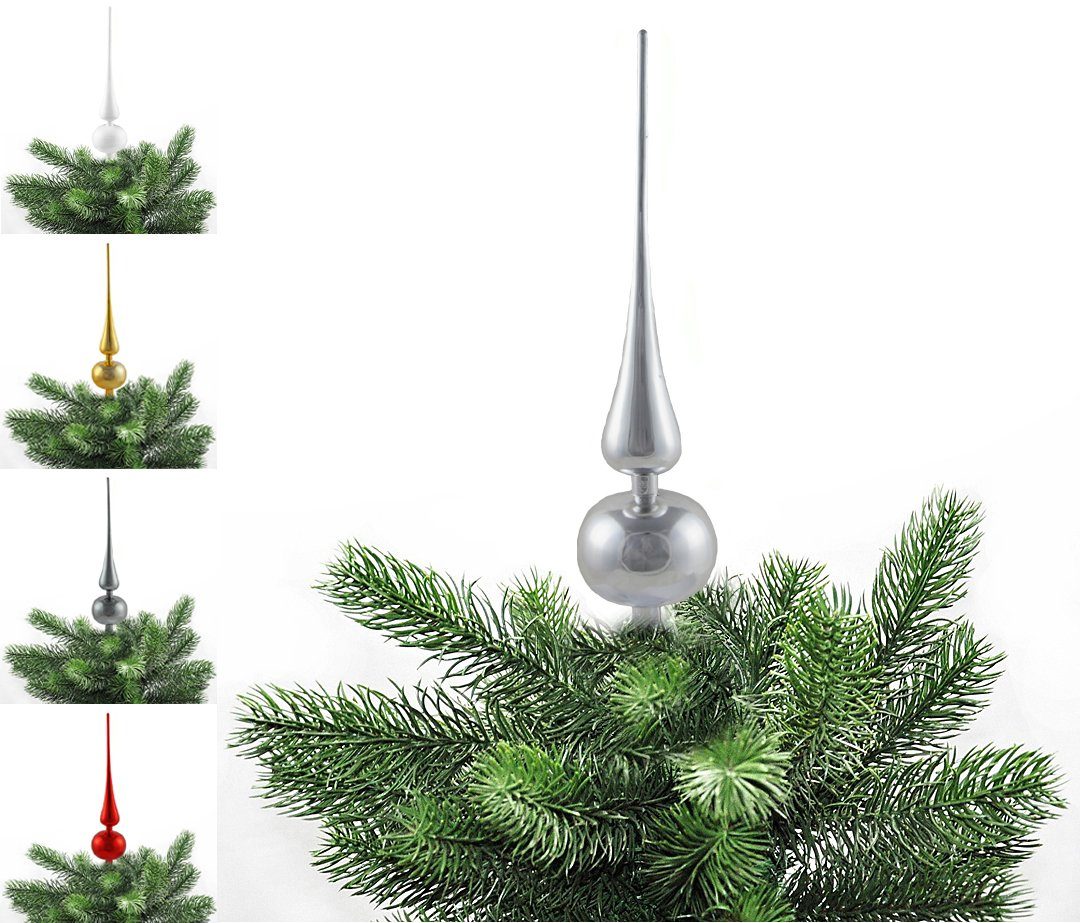 Christbaumspitze Spitze Kunststoff 28cm Ø 6cm Weihnachtsbaum, Christbaumspitze schöner Optik bruchsicherer JACK Silber JACK Kunststoff Höhe in