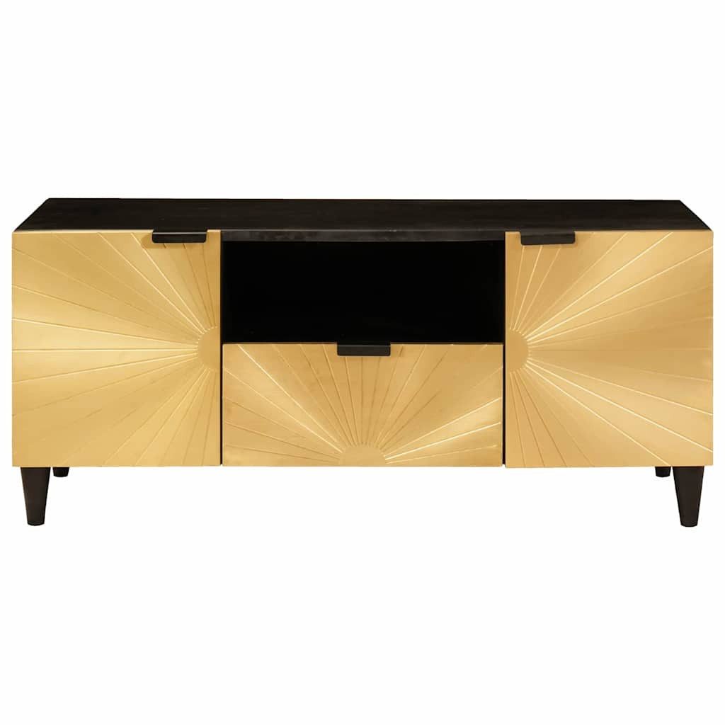 vidaXL Media-Regal TV-Schränk Schwarz und Gold 105 x 33 x 46 cm massives holz, 1-tlg.