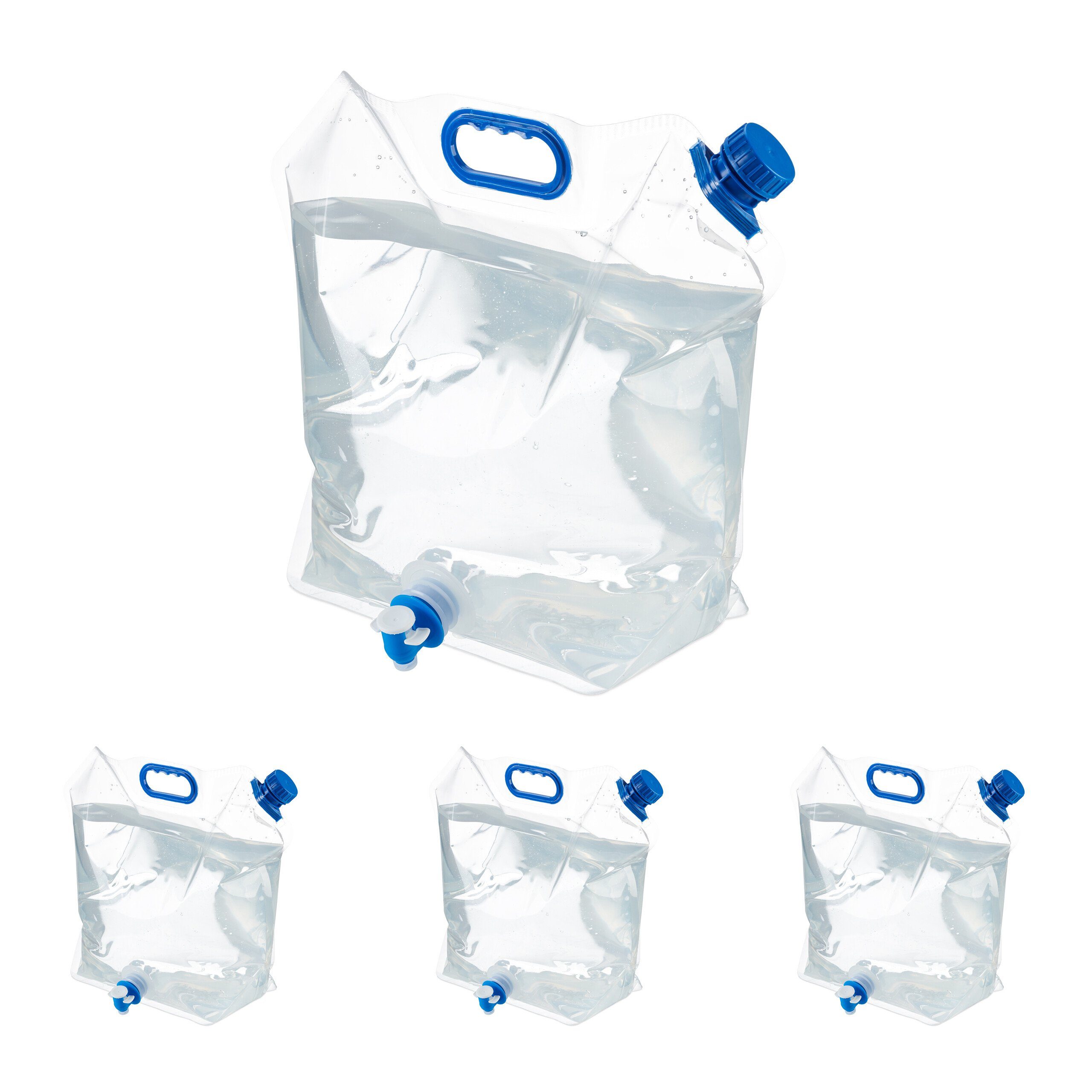 relaxdays Kanister 4er Set faltbare 10 l Wasserkanister