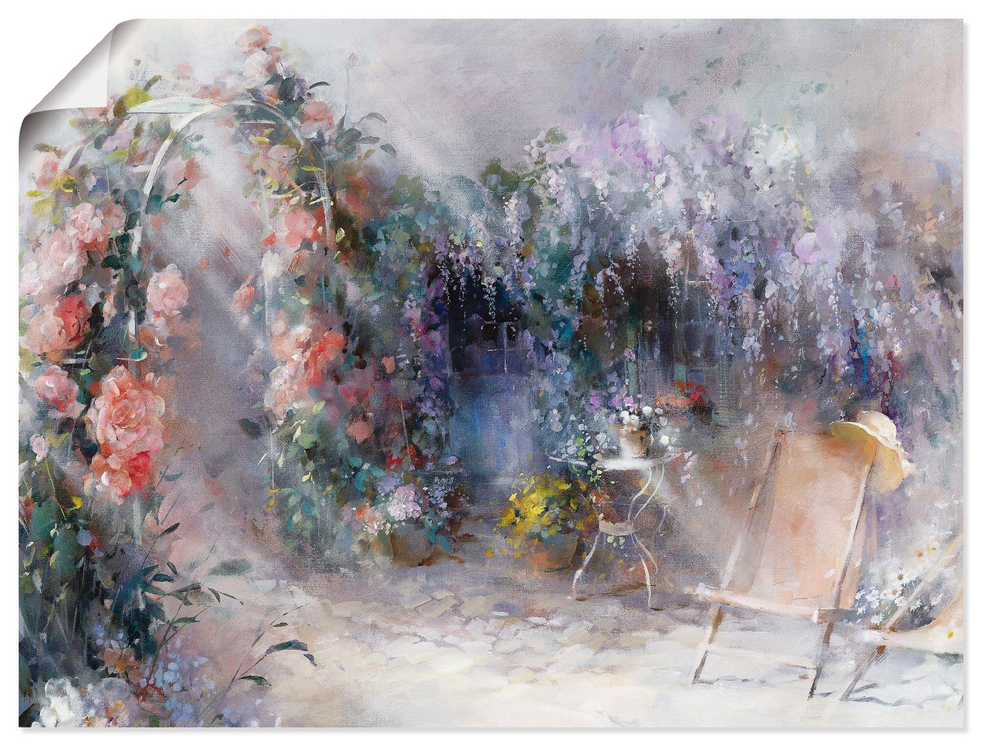 Artland Wandbild Rosen und Flieder, Garten (1 St), als Leinwandbild, Wandaufkleber oder Poster in versch. Größen